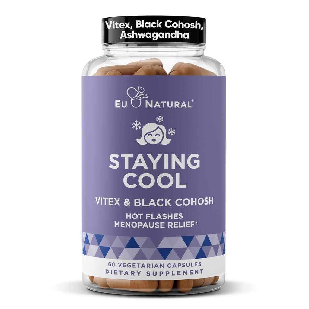 Staying Cool Hot Flash Relief for Women - Menopause Relief, 60 Capsules | Perimenopause & menopause supplements for women with Black Cohosh, Vitex & Ashwagandha for hormone balance and night sweats