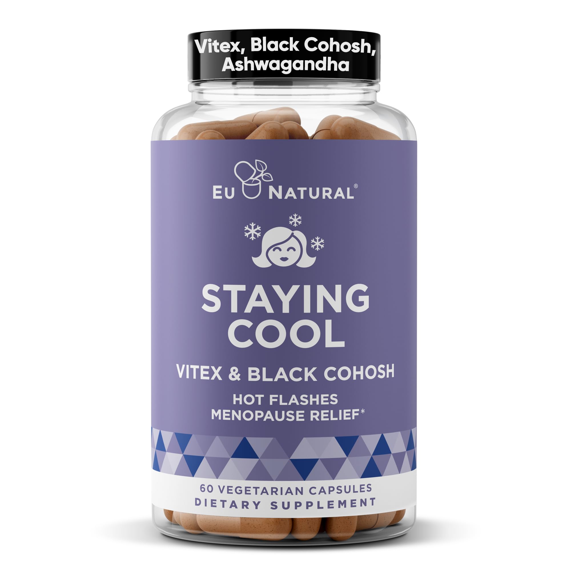 Staying Cool Hot Flash Relief for Women - Menopause Relief, 60 Capsules | Perimenopause & menopause supplements for women with Black Cohosh, Vitex & Ashwagandha for hormone balance and night sweats
