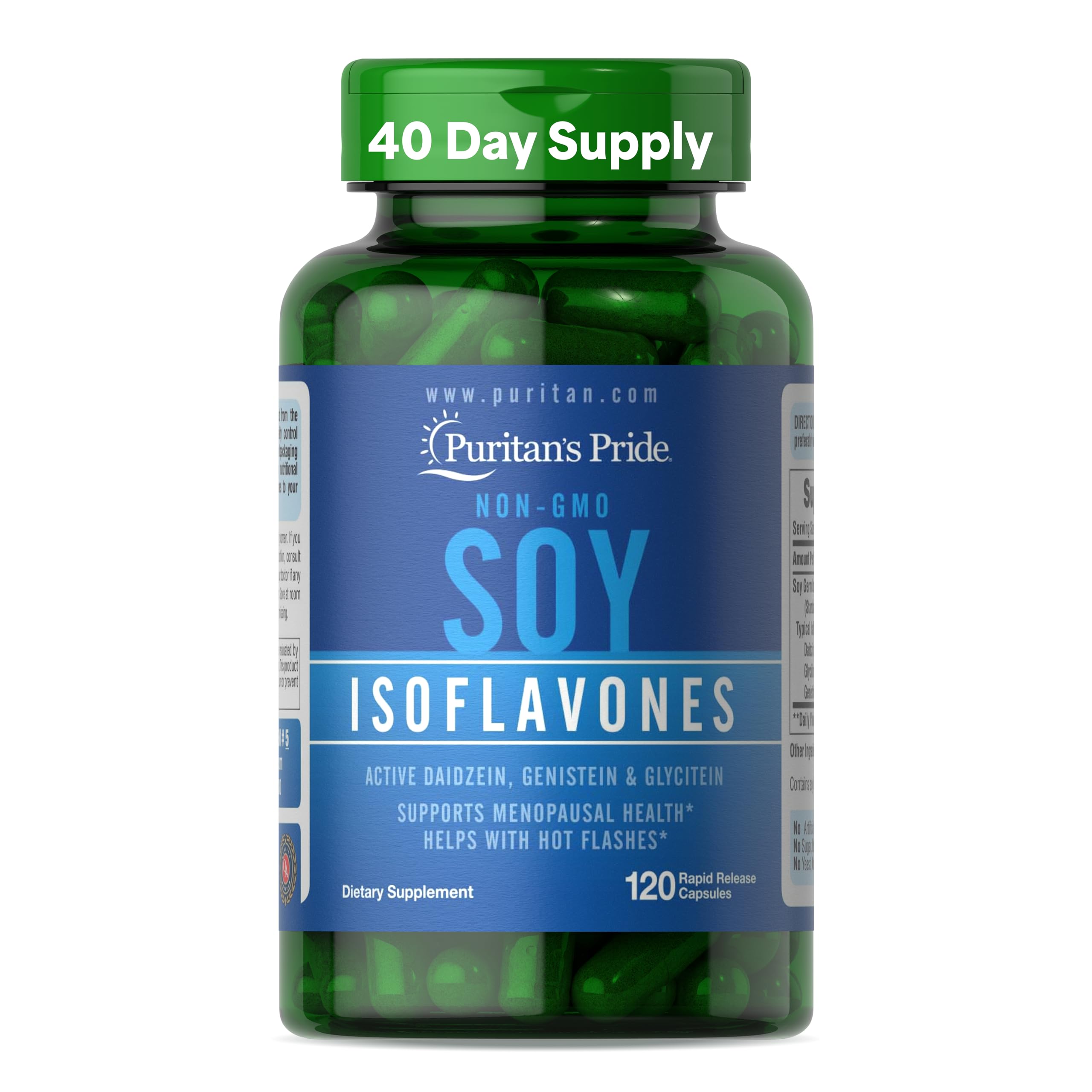 Puritan's Pride Non-GMO Soy Isoflavones 750mg, 120 Rapid Release Capsules