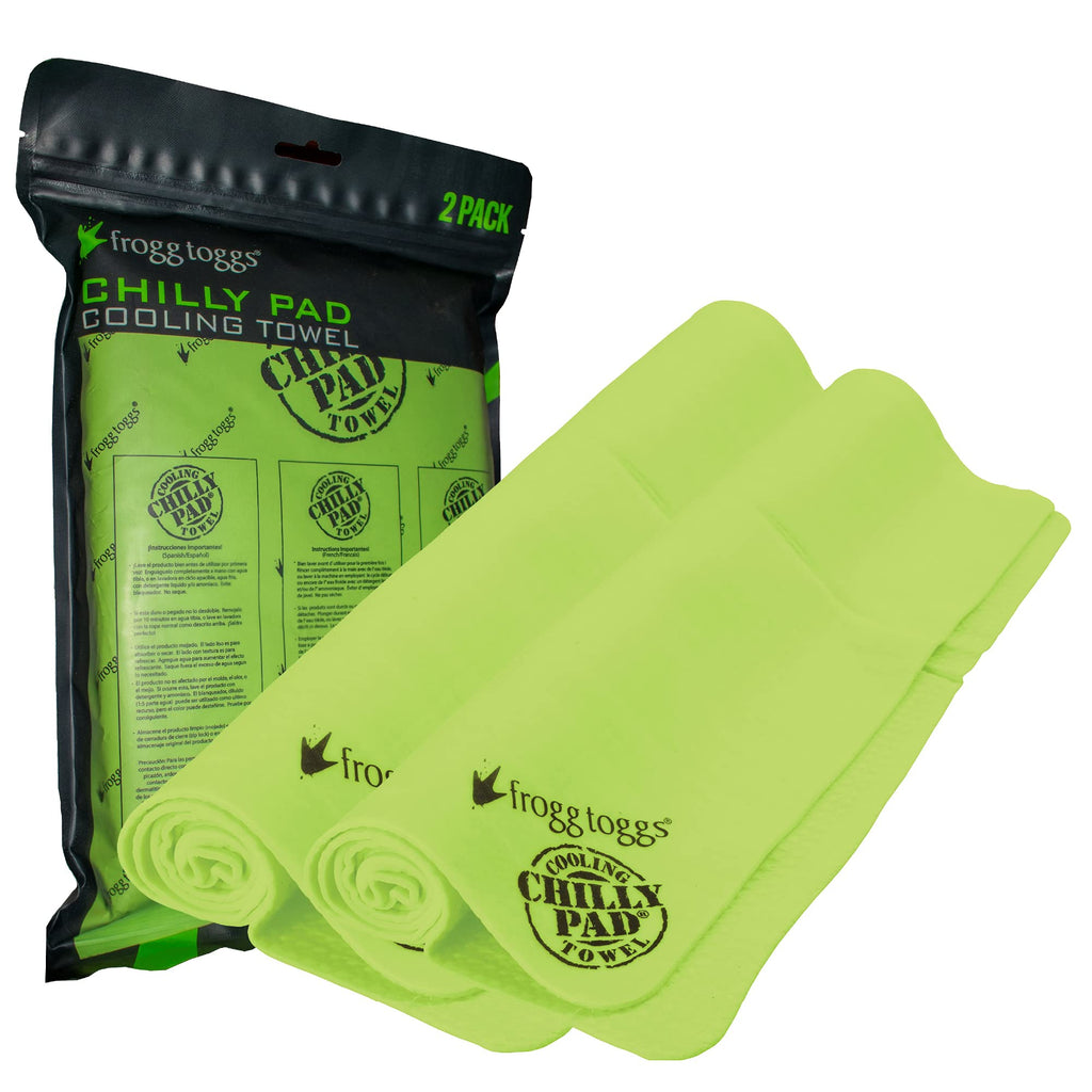 FROGG TOGGS Chilly Pad Cooling Towels for Face and Neck, 2 Pack, 33"x13" | Keep in your backpack for hours of evaporative cooling relief during fitness, beach, pool, basketball, golf, camping, travel