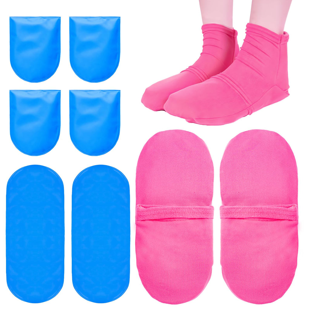 Reusable Cold Therapy Socks, Ice Pack for Feet Heels Injuries Swelling, Cold Pack Socks for Feet, Therapy Socks for Plantar Fasciitis, Neuropathy Chemotherapy, Pain Relief for Foot Ankle (Pink)