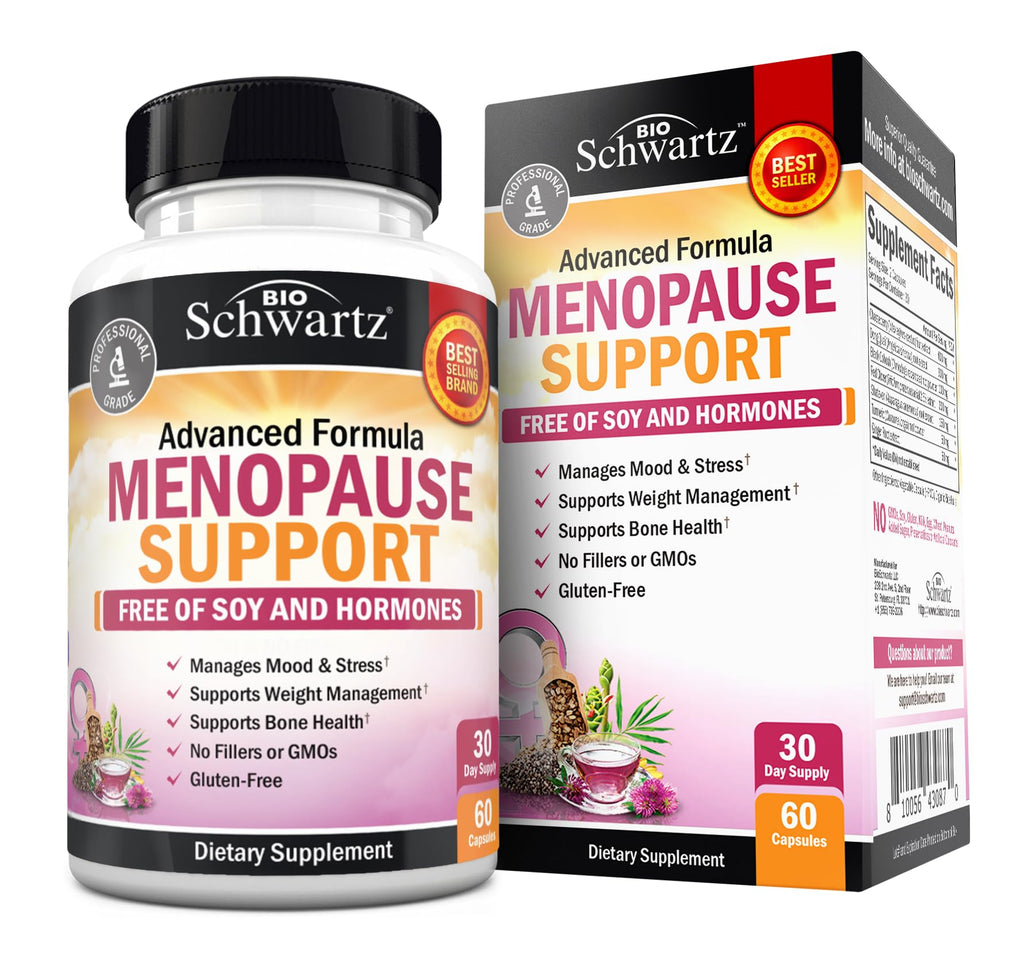 Herbal Menopause Support for Women - Supports Healthy Mood and Balance | Milk Thistle Chasteberry Black Cohosh Red Clover Turmeric Ginger - Menopause Supplements for Women - 60 Veggie Capsules