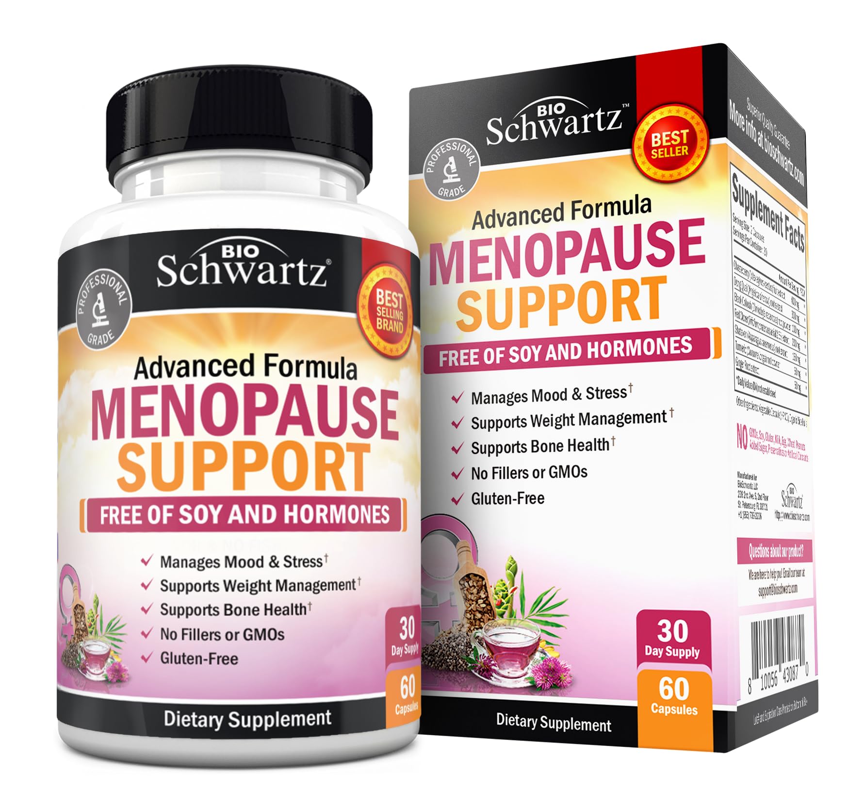 Herbal Menopause Support for Women - Supports Healthy Mood and Balance | Milk Thistle Chasteberry Black Cohosh Red Clover Turmeric Ginger - Menopause Supplements for Women - 60 Veggie Capsules
