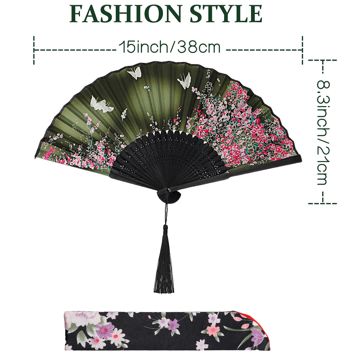 Zonon 4 Pack Hand Held Folding Fans for Women Silk,Lively
