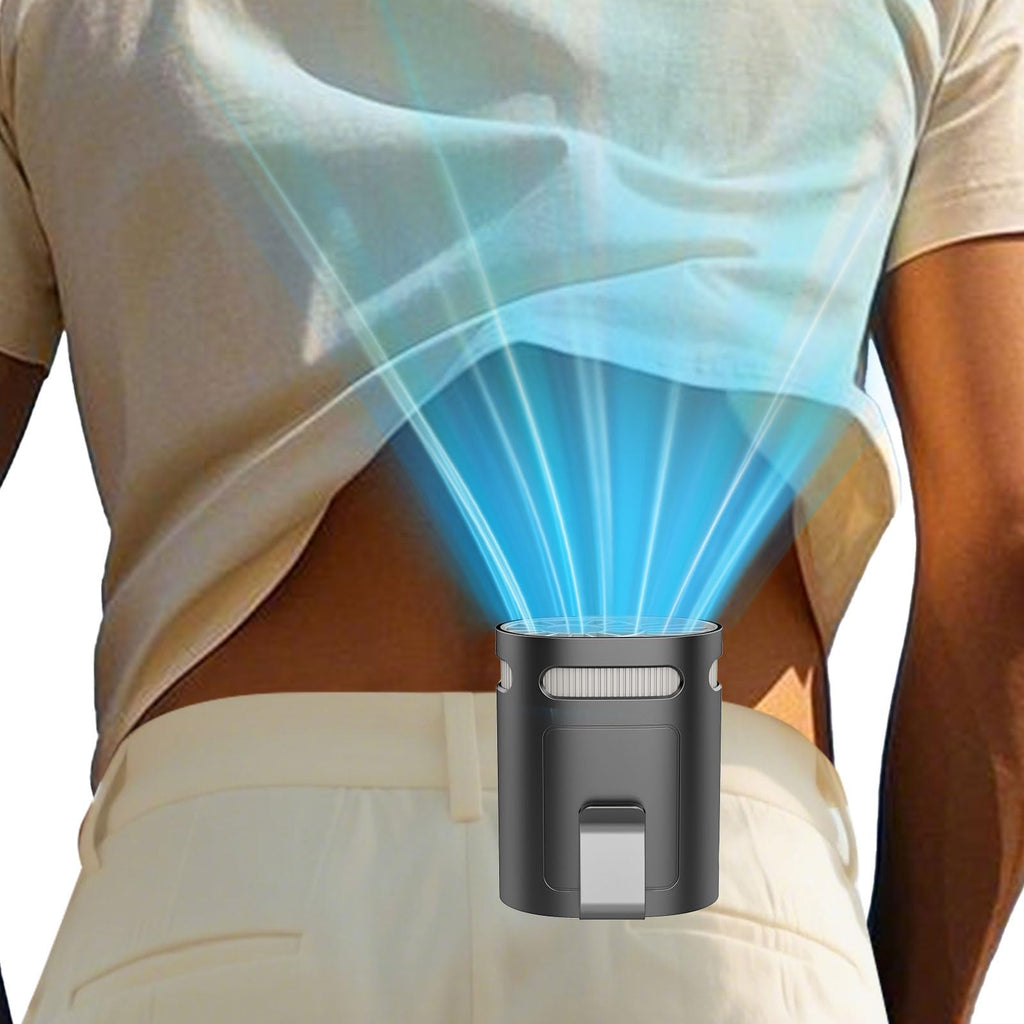 Waist Fan Clip on-Mini Lightweight Portable Fans Rechargeable Under Shirt Belt Pants Body Fans that Blow Cold Air,Waistband Cooling Fan,Powerful Small Personal Hanging Neck Cooler AC Travel Black