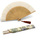 Lysa Hand Fan for Women Foldable - Portable Folding Japanese Chinese Fan - for Hot Flashes, Summer Cooling, Festivals, Church, Dancing (Bamboo White)