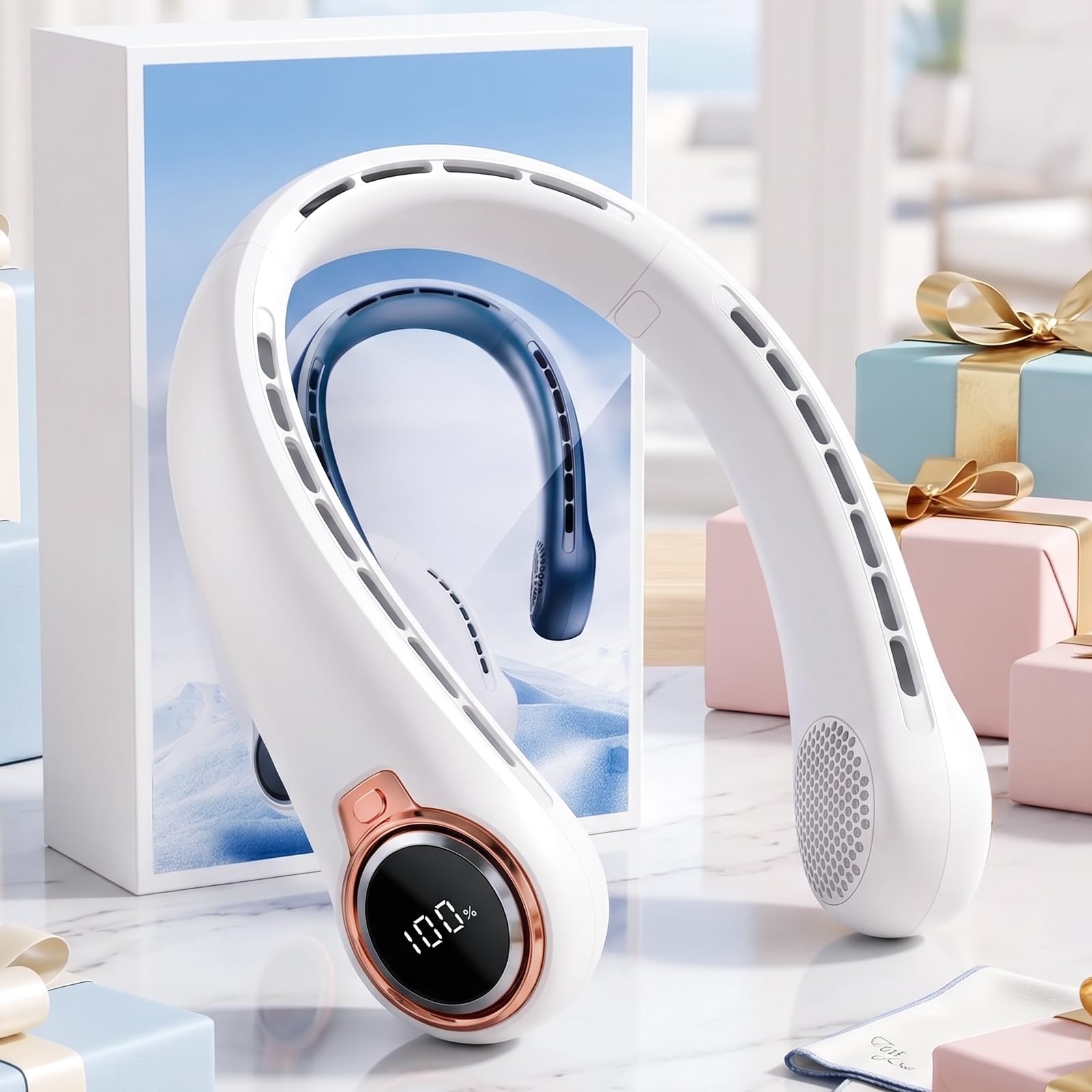 𝟐𝟎𝟐𝟔 𝐔𝐩𝐠𝐫𝐚𝐝𝐞 BNBZ Portable Neck Fan, 6000mAh Rechargeable Fan Blows Cold Air with LED Display, 4 Speeds, 20H Runtime, Quiet Wearable 360° Personal Cooling Fan for Outdoor Travel Work Gym