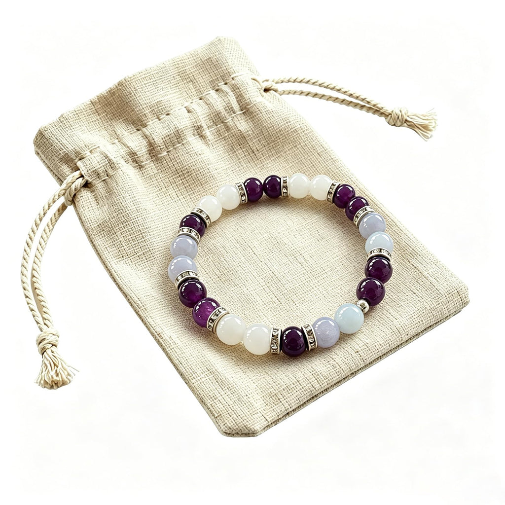 Menopause Bracelet for Women - Natural Crystal Elastic Bracelet, Hot Flashes & Anxiety Relief, Calming Balance Bracelet for Menopause's Support, Hormone Balance Jewelry Gift for Her