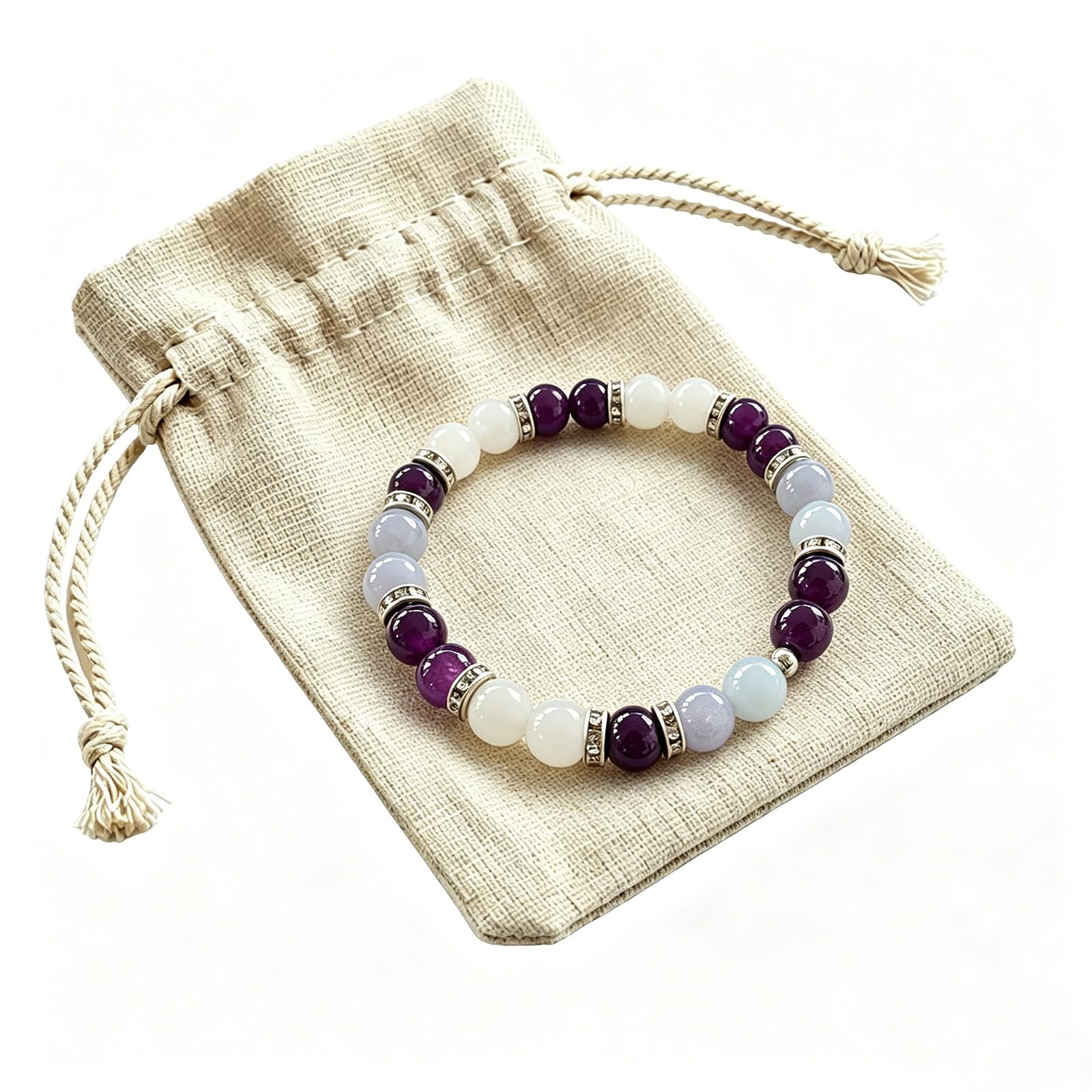 Menopause Bracelet for Women - Natural Crystal Elastic Bracelet, Hot Flashes & Anxiety Relief, Calming Balance Bracelet for Menopause's Support, Hormone Balance Jewelry Gift for Her