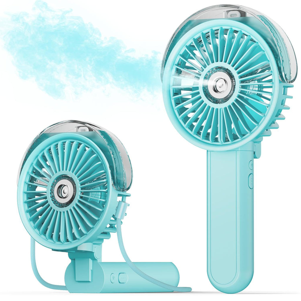 SWEETFULL Portable Misting Fan - 180° Foldable Handheld Personal Fan with Mist Spray, 3 Speeds, 30ml Water Tank, USB Rechargeable - Ideal for Travel, Outdoors, Makeup, Camping, Home, and Office Use