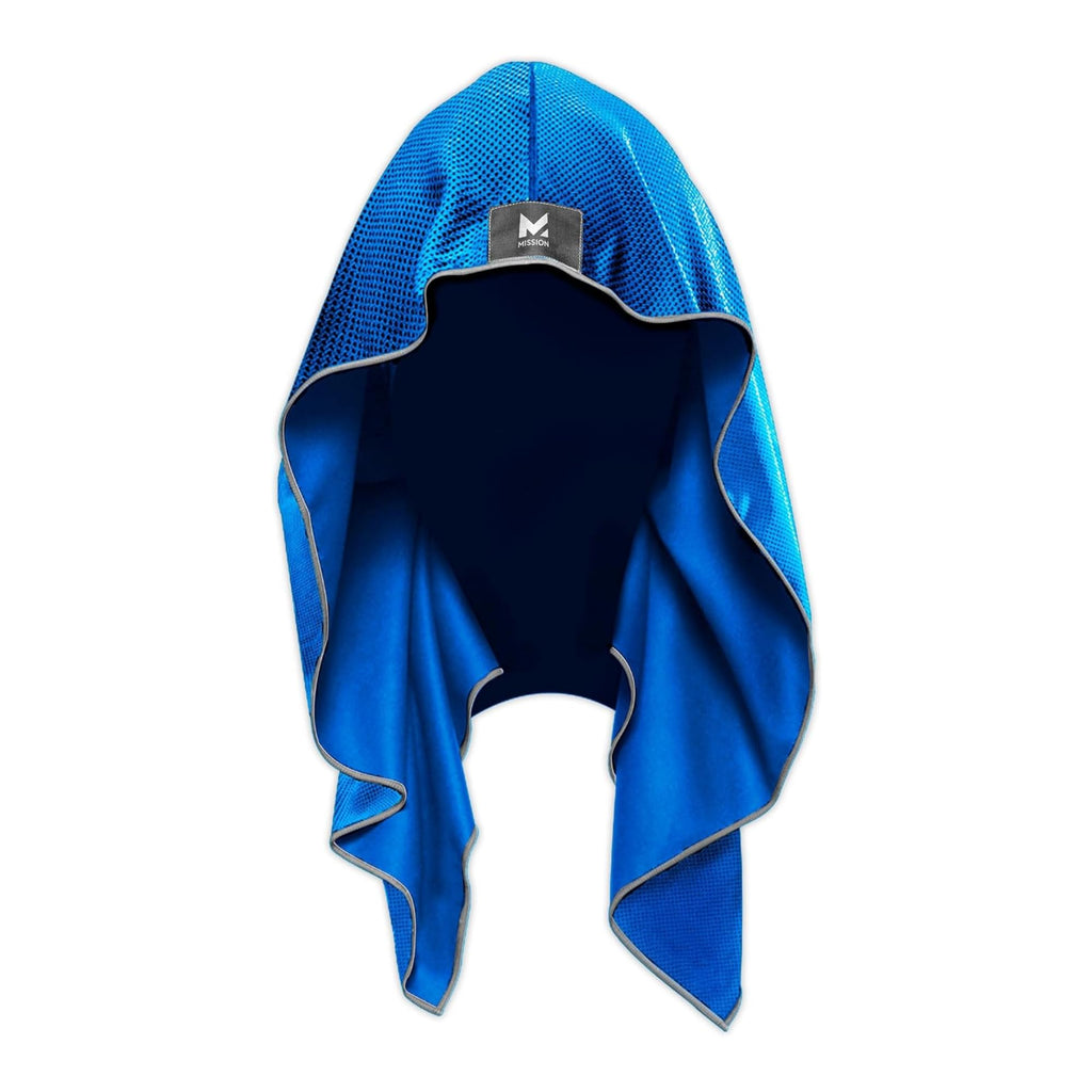 MISSION Cooling Hoodie Towel, Evaporative Cool Technology, Cools Instantly When Wet, UPF 50 Sun Protection, Contours Your Head to Stay in Place, Great for Sports, Fitness, Gym