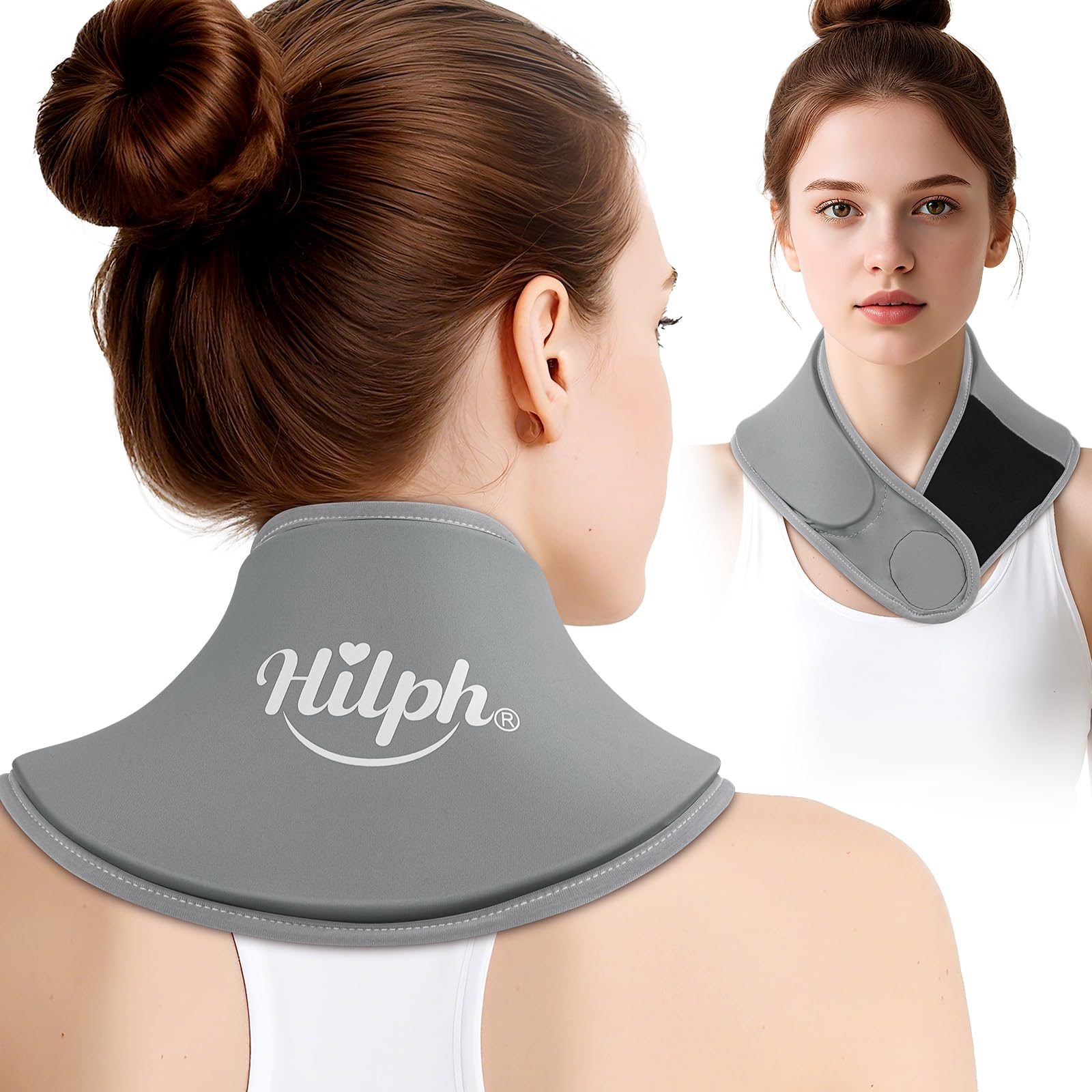 Hilph Neck Ice Pack Wrap Gel, Soft Gel Ice Pack for Cervical Neck Pain | Reusable Cold Compress Therapy, for Surgery Recovery, Tonsillectomy, Thyroidectomy, Swelling, Muscle Soreness, Hot Flashes