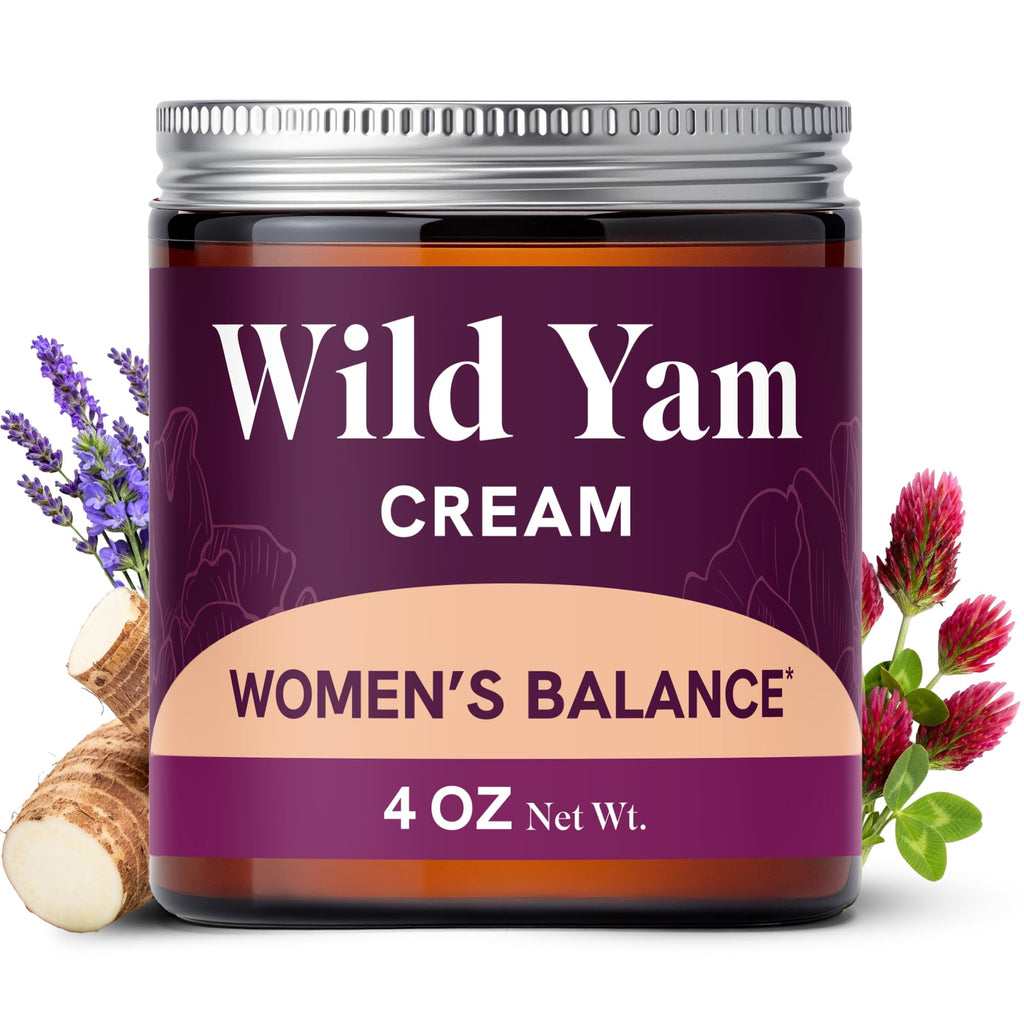 Wild Yam Cream for Hormone Balance, Herbal Menopause & PMS Support, 4 Oz.
