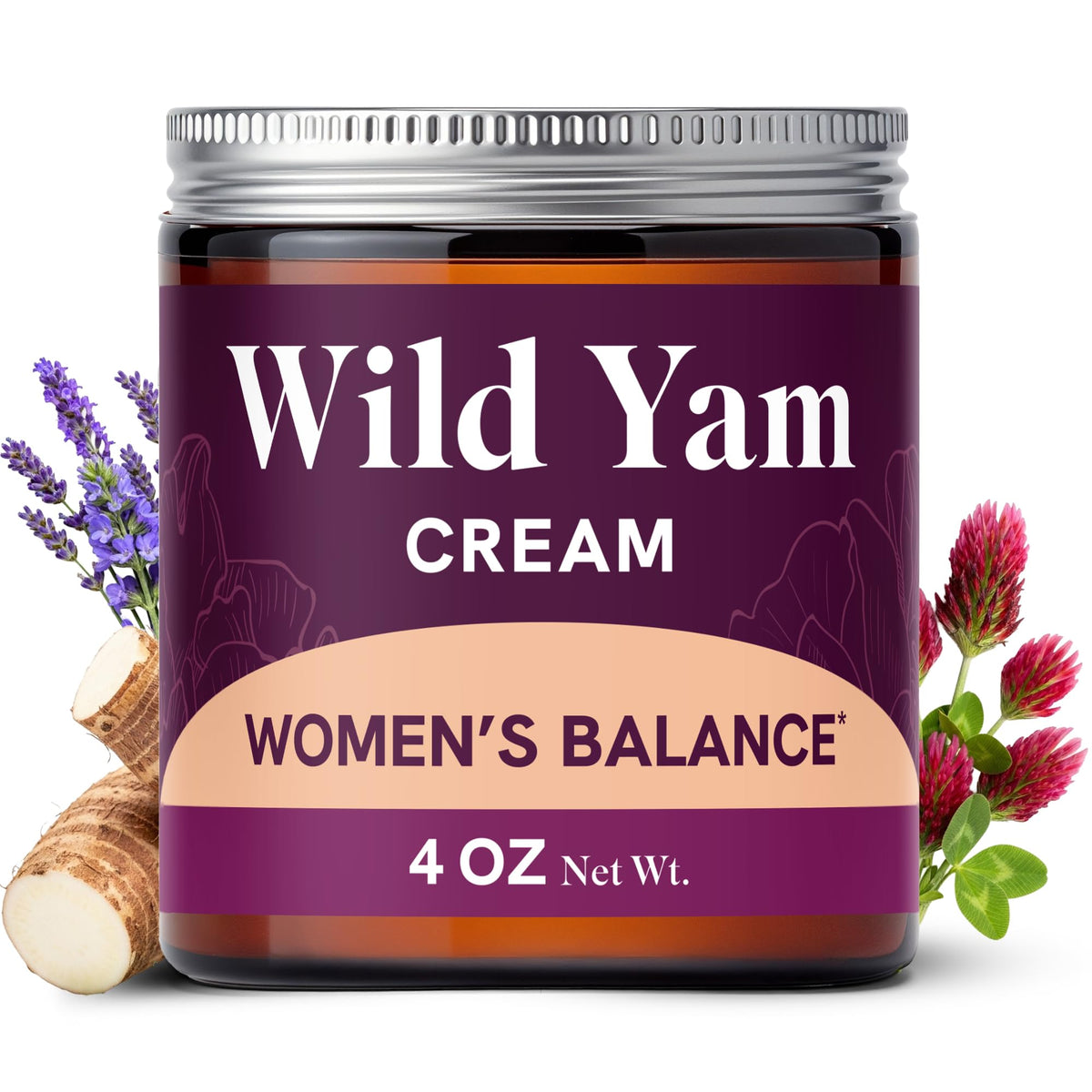 Wild Yam Cream for Hormone Balance, Herbal Menopause & PMS Support, 4 Oz.