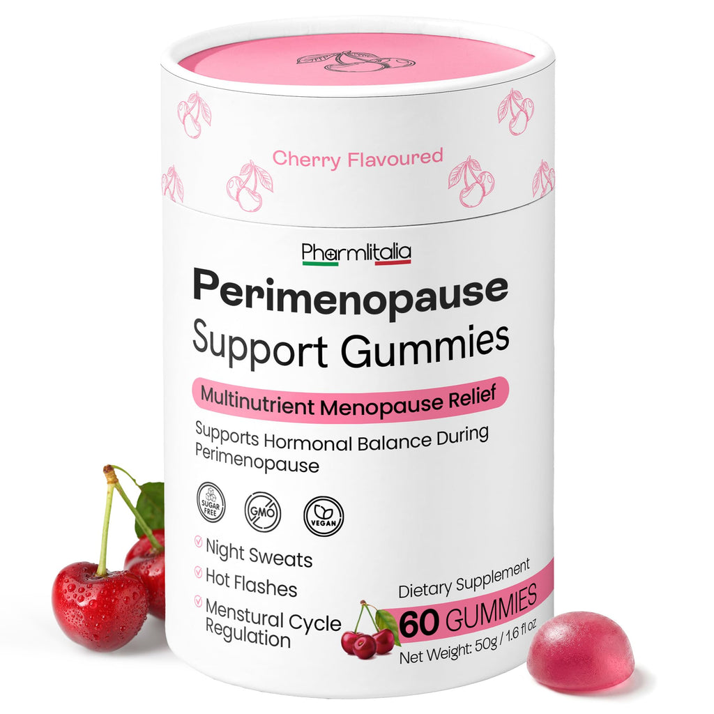 Perimenopause Supplements for Women - Menopause Relief Gummies for Night Sweats, Hot Flashes, Cycle Regulation & Hormonal Balance | Menopause Support with Multinutrient Formula | Cherry | 60 Count