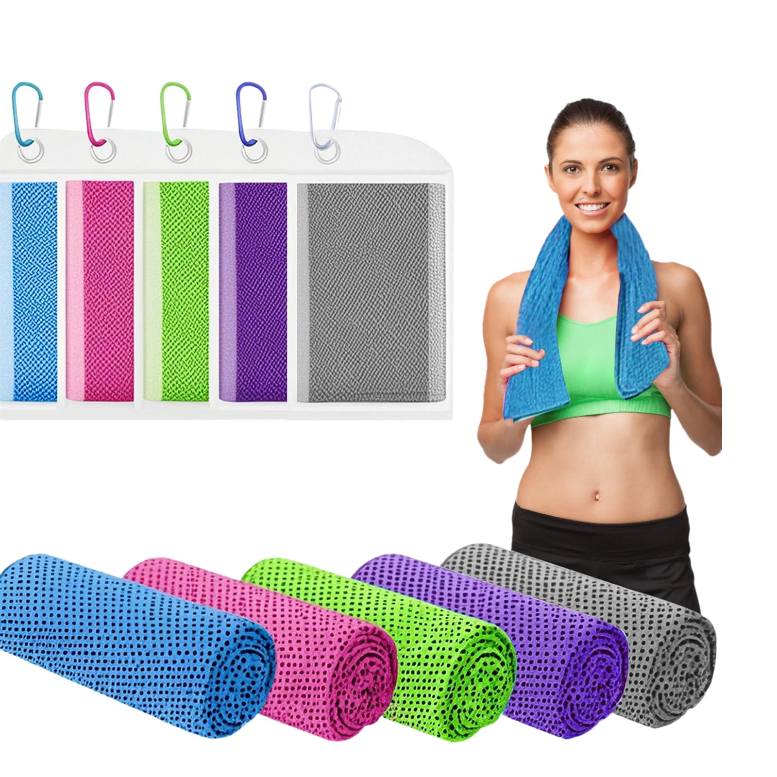 Cooling Towels for Neck and Face, 5 Pack Soft Microfiber Gym Towel（40" X 12", Breathable Cooling Towels for Hot Weather, Gym Yoga Sports Workout Sweat Towels for Men Women Kids (Z)