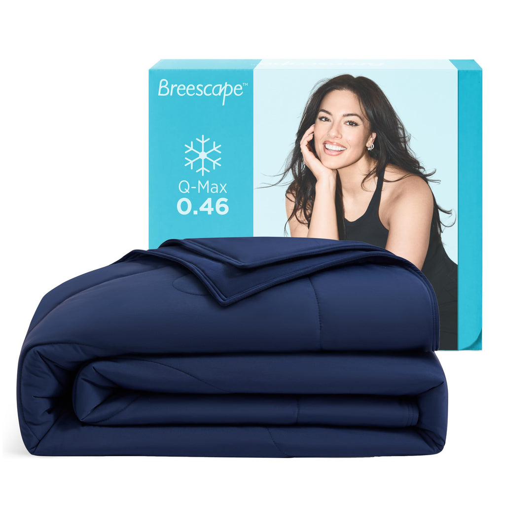 Cooling Comforter Blanket - BlendTek Q-Max>0.46 Tech, Cooling Blanket for Hot Sleepers & Night Sweats Relief, Breathable Lightweight Summer Bedding, Queen 96x96 Inches, Ivory