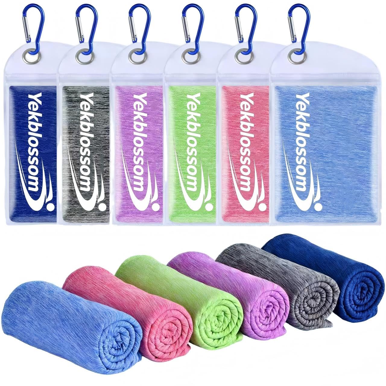 6 Pack Cooling Towel, Ice Towel for Neck, Hyper-Evaporative Cooling Towels for Yoga Sports Gym Running Workout Camping Outdoor Activities（6-Color Combination）