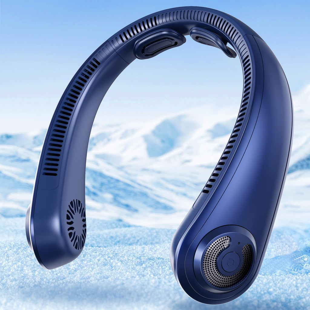 Portable Neck Fan with Neck Support, 5 Speeds, Lightweight, Rechargeable Personal Hands Free Wearable Neck Fans that Blow Cold Air for Hot Flashes, Disneyland, Travel Essentials, Gifts for Men Women