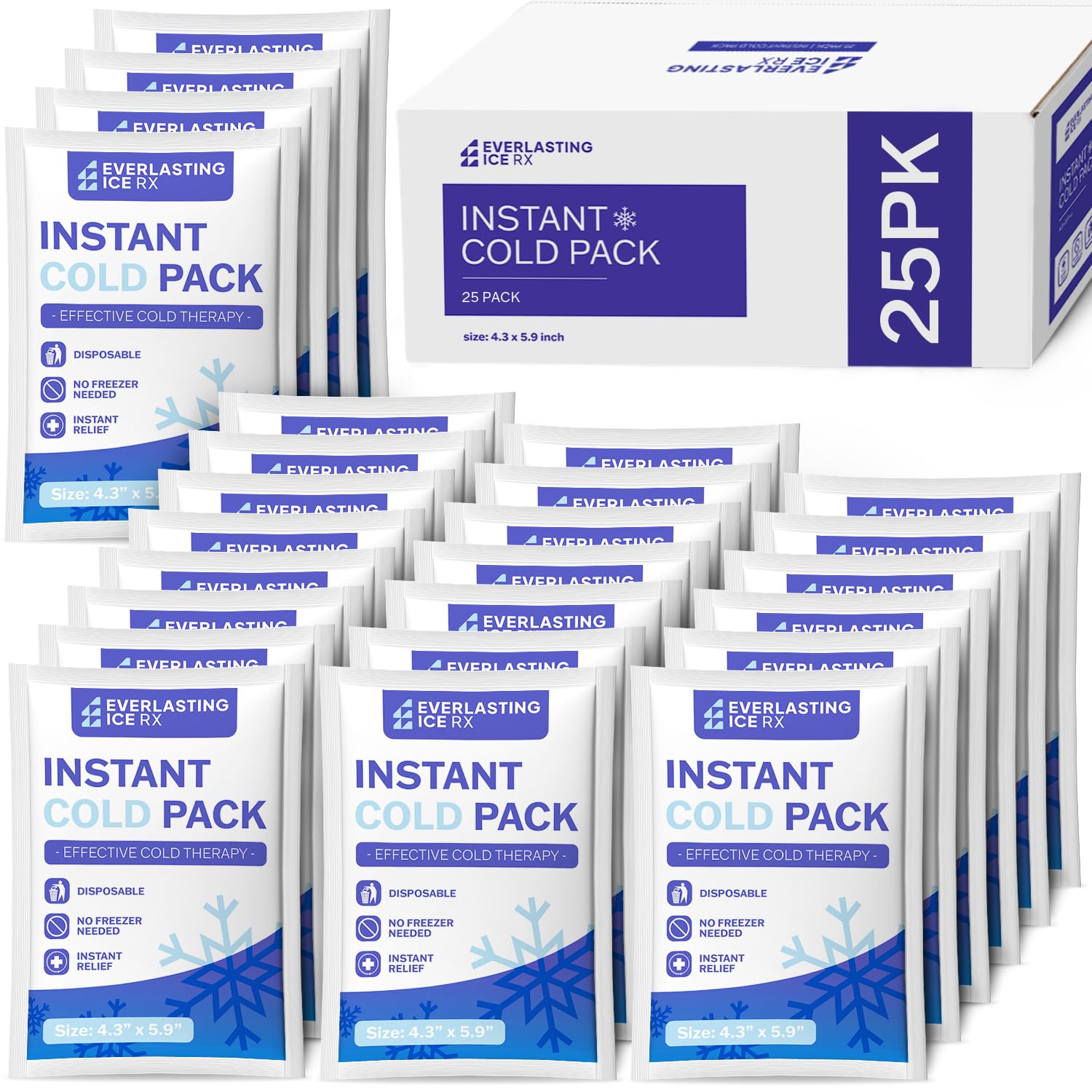 25 Pack Instant Ice Packs for Injuries, Disposable Instant Cold Pack
