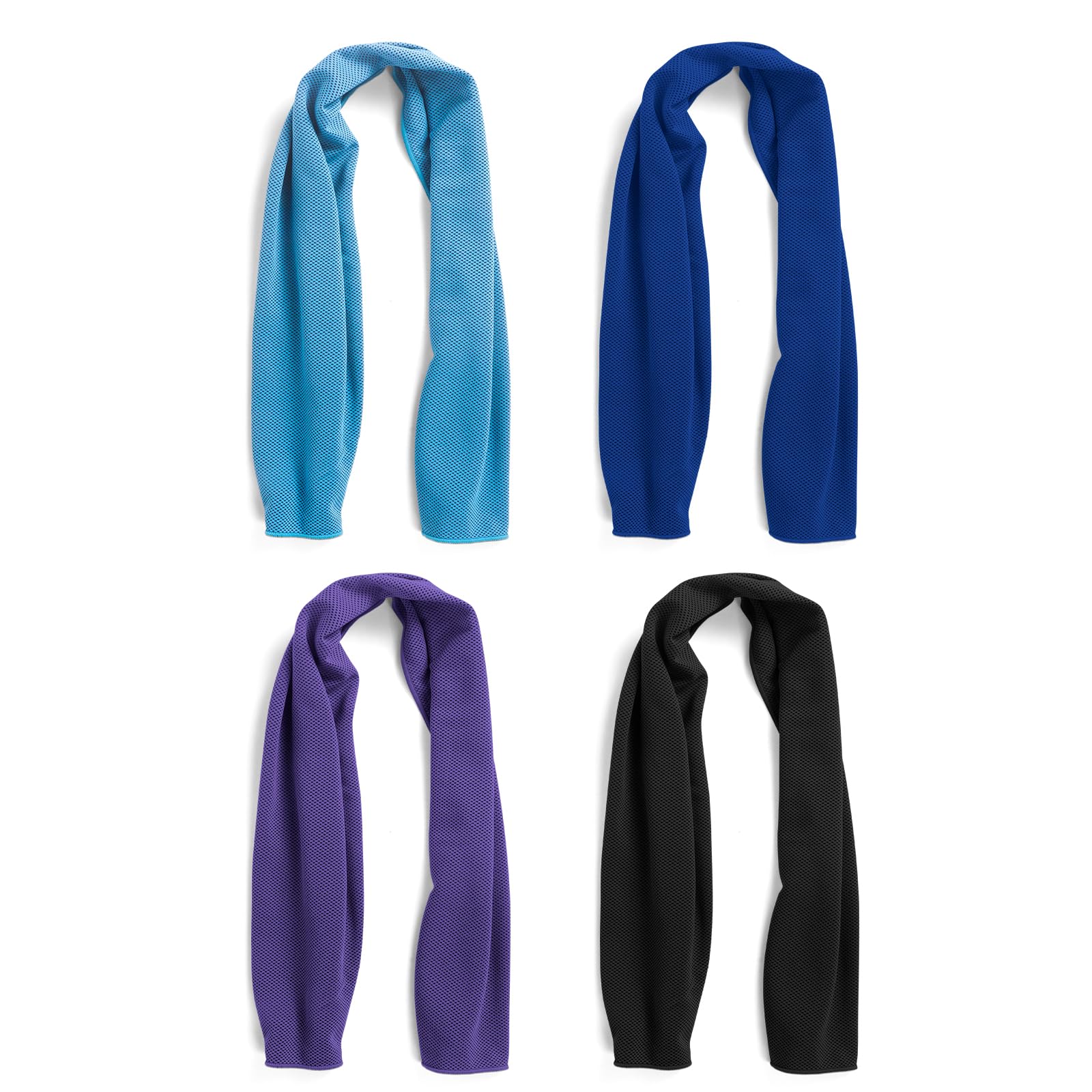 4 Pack Cooling Towels Cloth for Neck and Face, Ice Cool Towel Cold Rags for Sports Gym Fitness Yoga Running Tennis Baseball Hiking Camping(Y-4PACK-02)