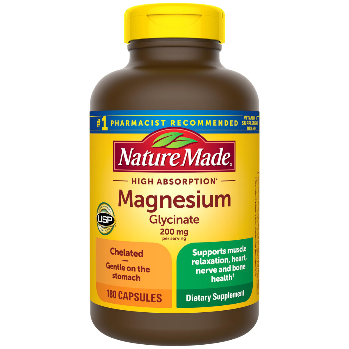 Nature Made Magnesium Glycinate 200 mg per Serving, 60 Capsules