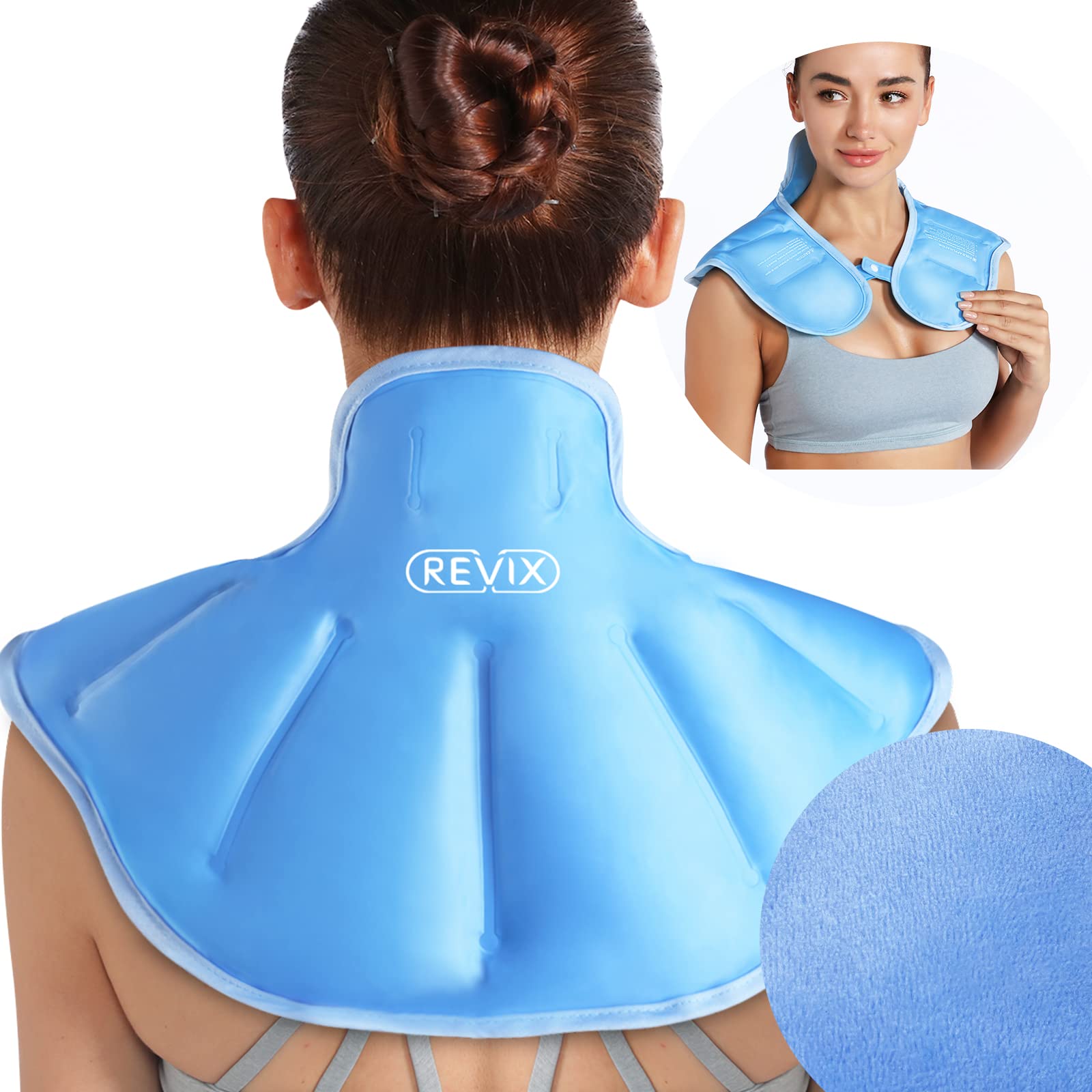 REVIX Neck Ice Pack Wrap – Reusable Hot Cold Gel Pack for Neck and Shoulder | Large Flexible Design with Soft Plush Lining, Cervical Gel Ice Wrap Ideal for Post-Workout Recovery, Fatigue & Relaxation