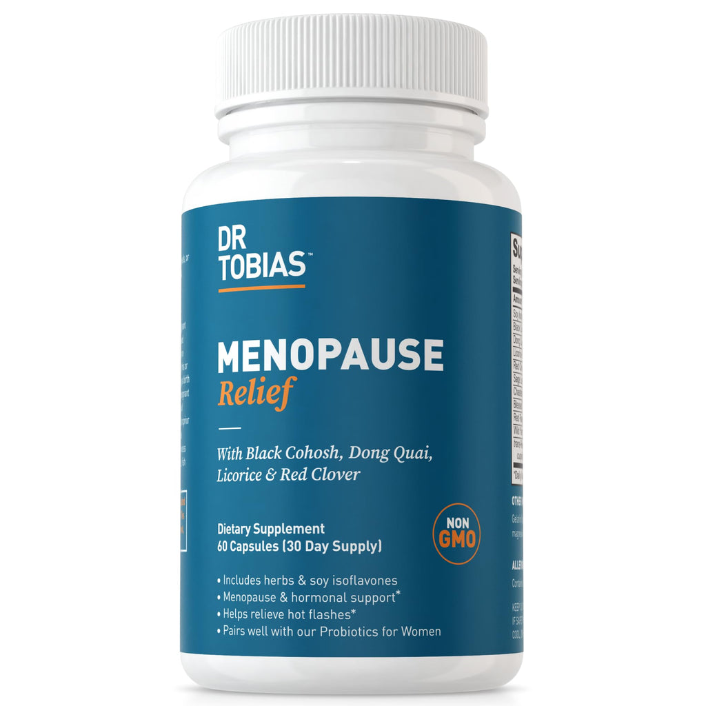 Dr. Tobias Menopause Relief 60 Capsules | Menopause Supplements for Women | Menopause Wellness Support | Black Cohosh + Soy Isoflavones | Hot Flashes, Mood & Nighttime Comfort | 30 Servings
