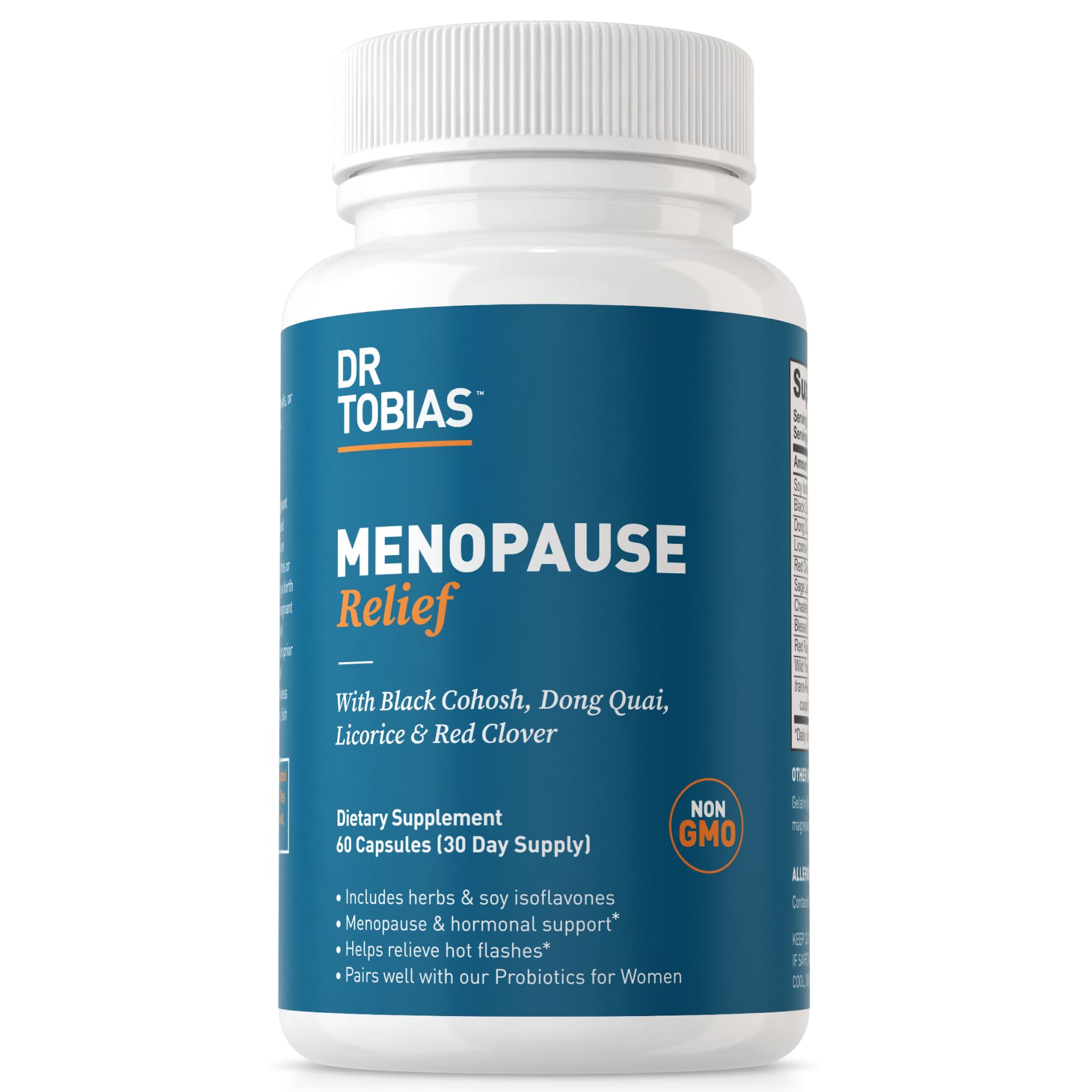 Dr. Tobias Menopause Relief 60 Capsules | Menopause Supplements for Women | Menopause Wellness Support | Black Cohosh + Soy Isoflavones | Hot Flashes, Mood & Nighttime Comfort | 30 Servings