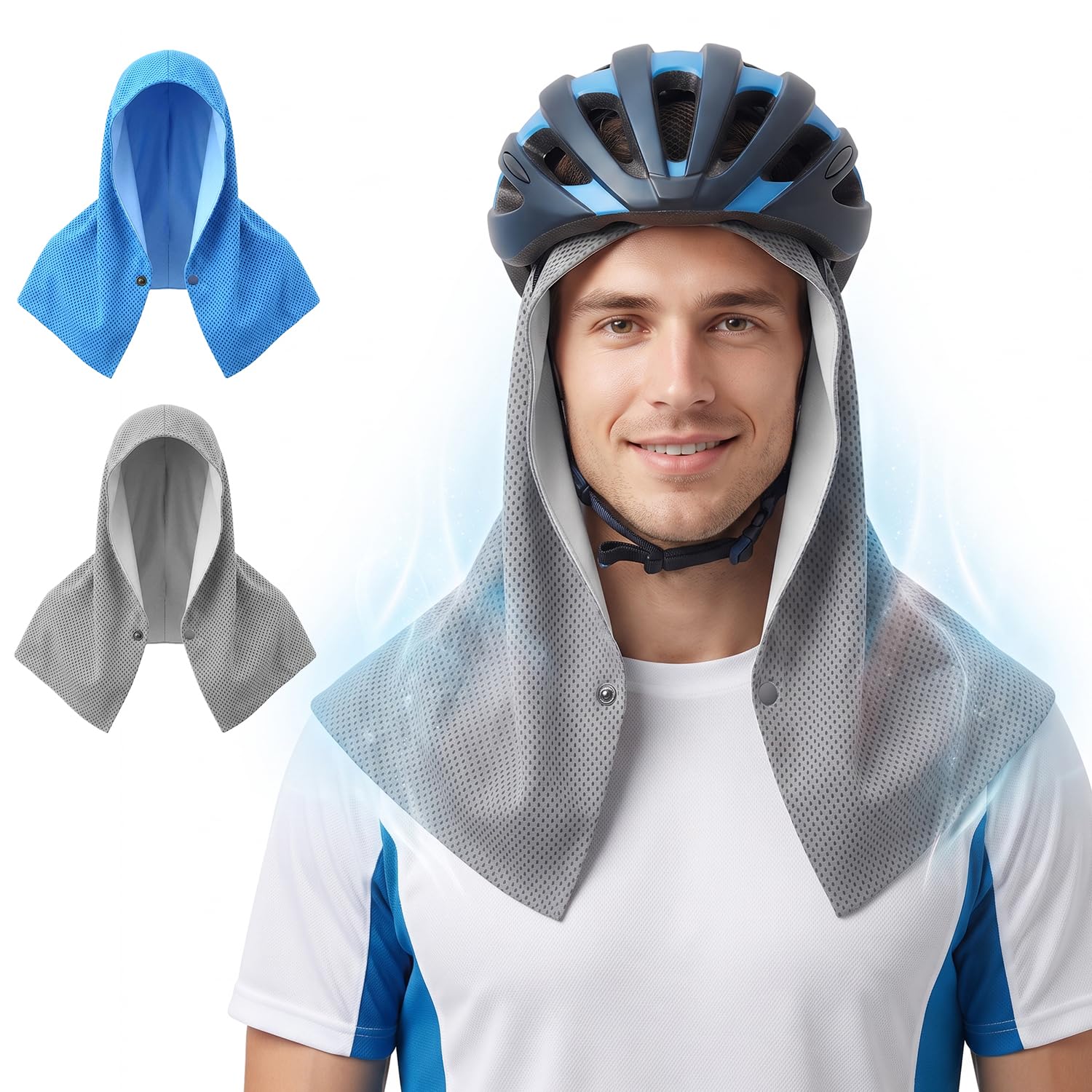 Upgraded PVA Cooling Hoodie Towels-UPF 50+ Instant Cooling Towel | Cooling Towels for Neck & Face, Sweat-Absorbent Ice Towel for Hot Weather, Sports, Camping, Cycling & Outdoor Activities