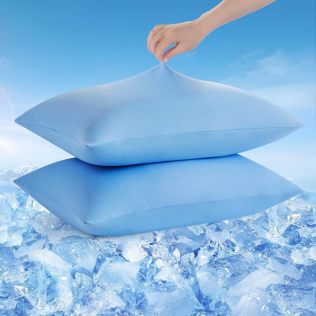 Avolare Cooling Pillow Cases for Hot Sleepers Queen Size Set of 2, Blue | Arc-Chill 3.0 Cooling Tech(Q-Max>0.5), Breathable&Stretchy Fabric, Softer Than Silk, Zipper,suitable for Night Sweats