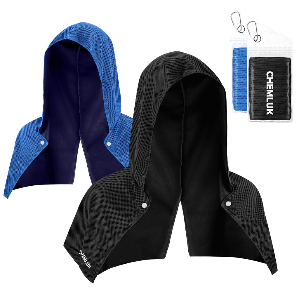 Cooling Rags for Neck: UPF50 Cooling Hoodie Towel with Case 3 Packs | Quick Dry, Chemical-free, Breathable, Soft, Portable, Cooling Towels for Face Hot Weather Workout Baseball Softball Sport