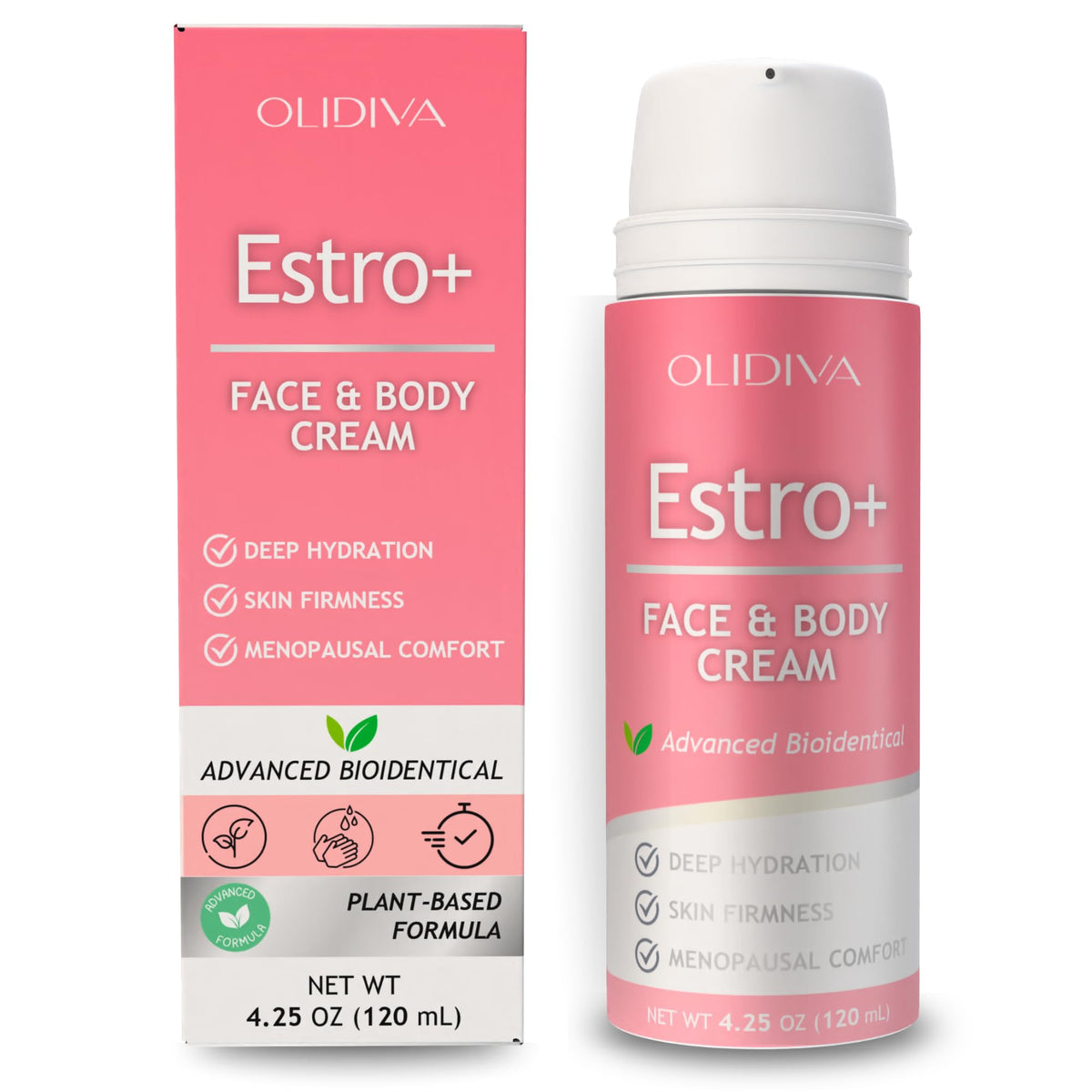 Estro+ Face Cream for Woman | Bioidentical Hormone Support & Synthetic Estriol Free Skin Hydration | For PMS & Menopausal Comfort & Skin Firmness – 4.23 oz (3 Month Supply)
