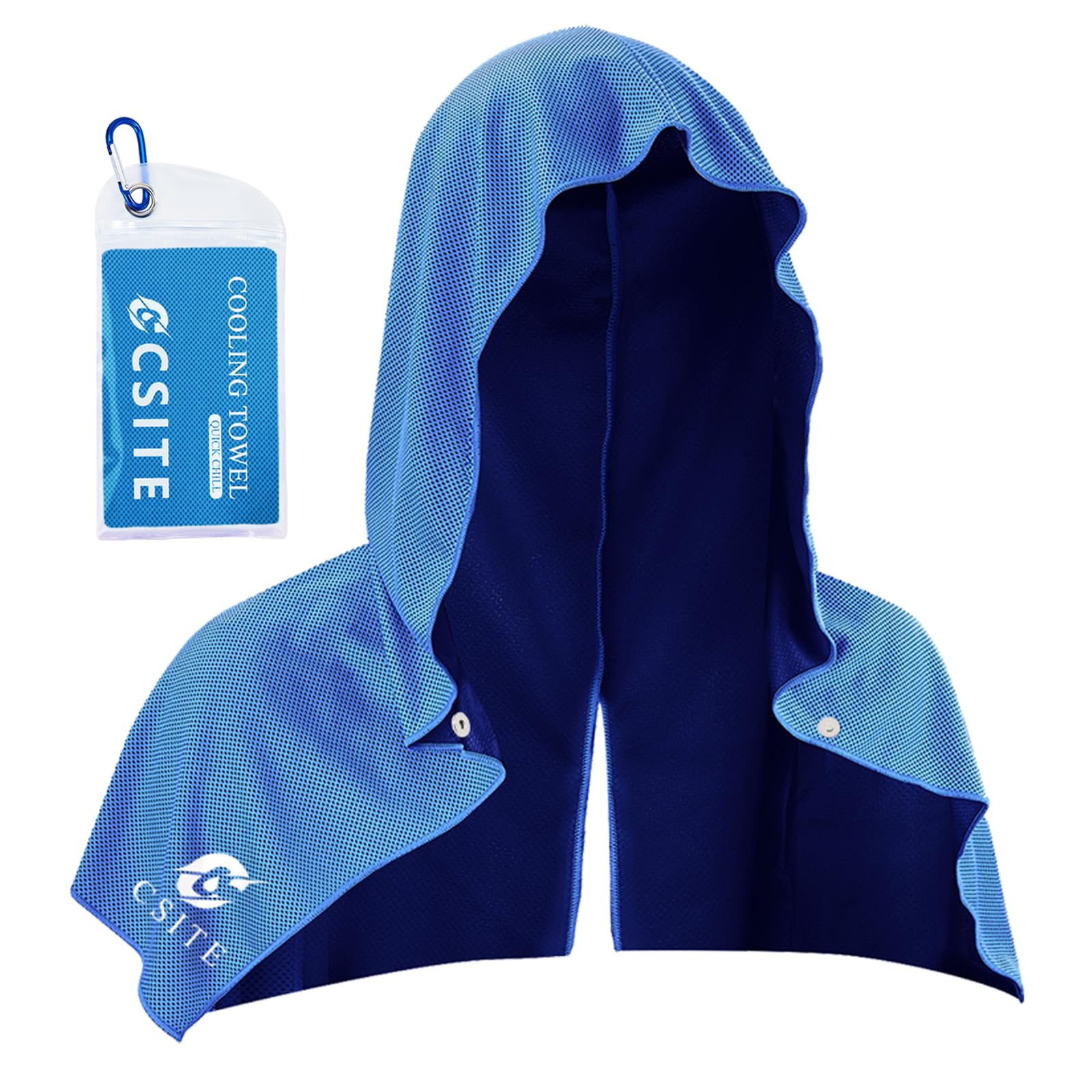 CSITE Cooling Hoodie Towels, Instant Cooling Towels for Neck and Face, UPF 50 Sun Protection, Ice Towel for Hot Weather, Head Towel for Sports, Camping, Cycling & More Activities