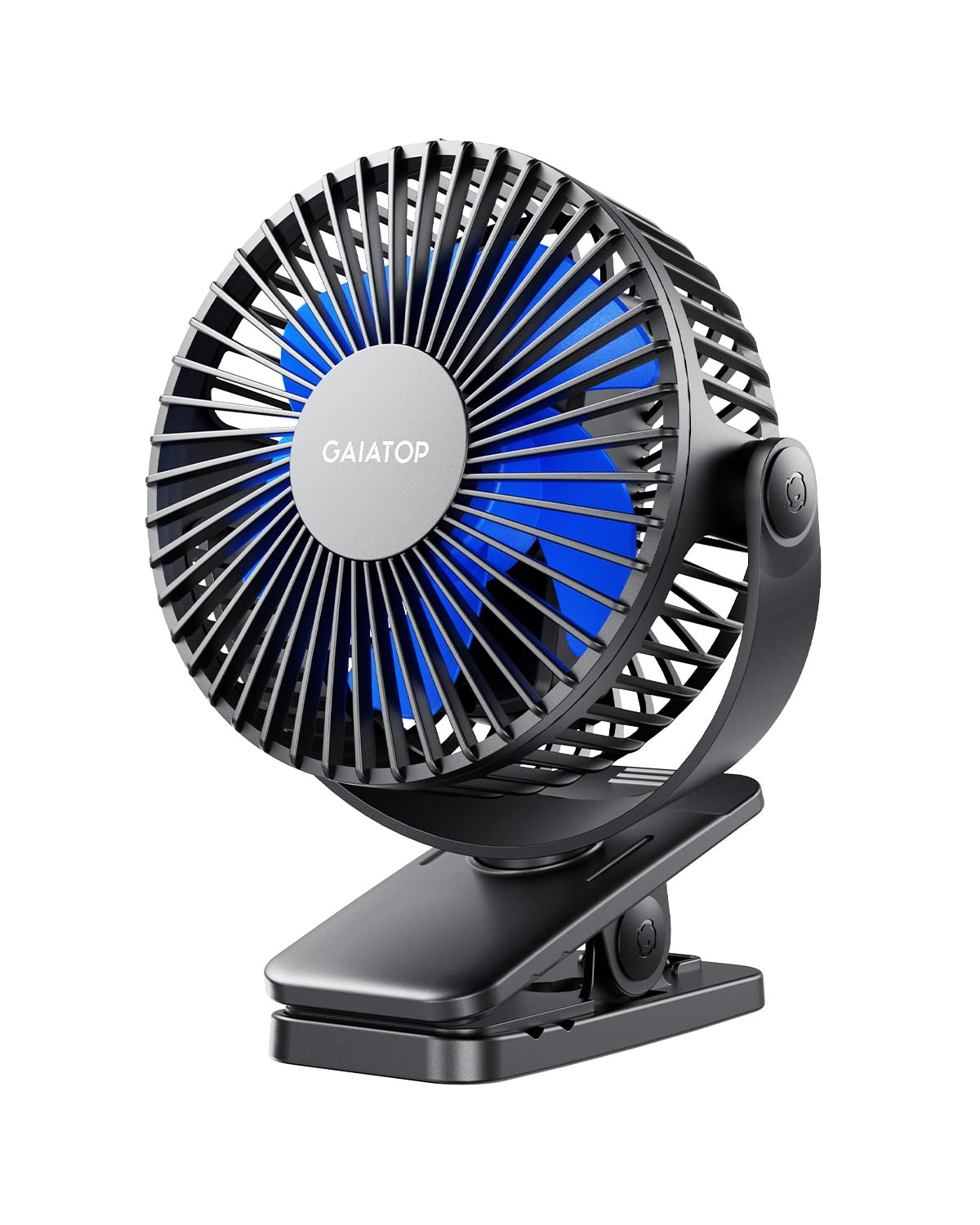 Gaiatop Portable Clip on Fan, Mini Personal Quiet Rechargeable Fan | Battery Operated, Small 3 Speed 360° Rotate, Cooling for Desk Table Home Office Stroller Camping Women Gifts Black Blue