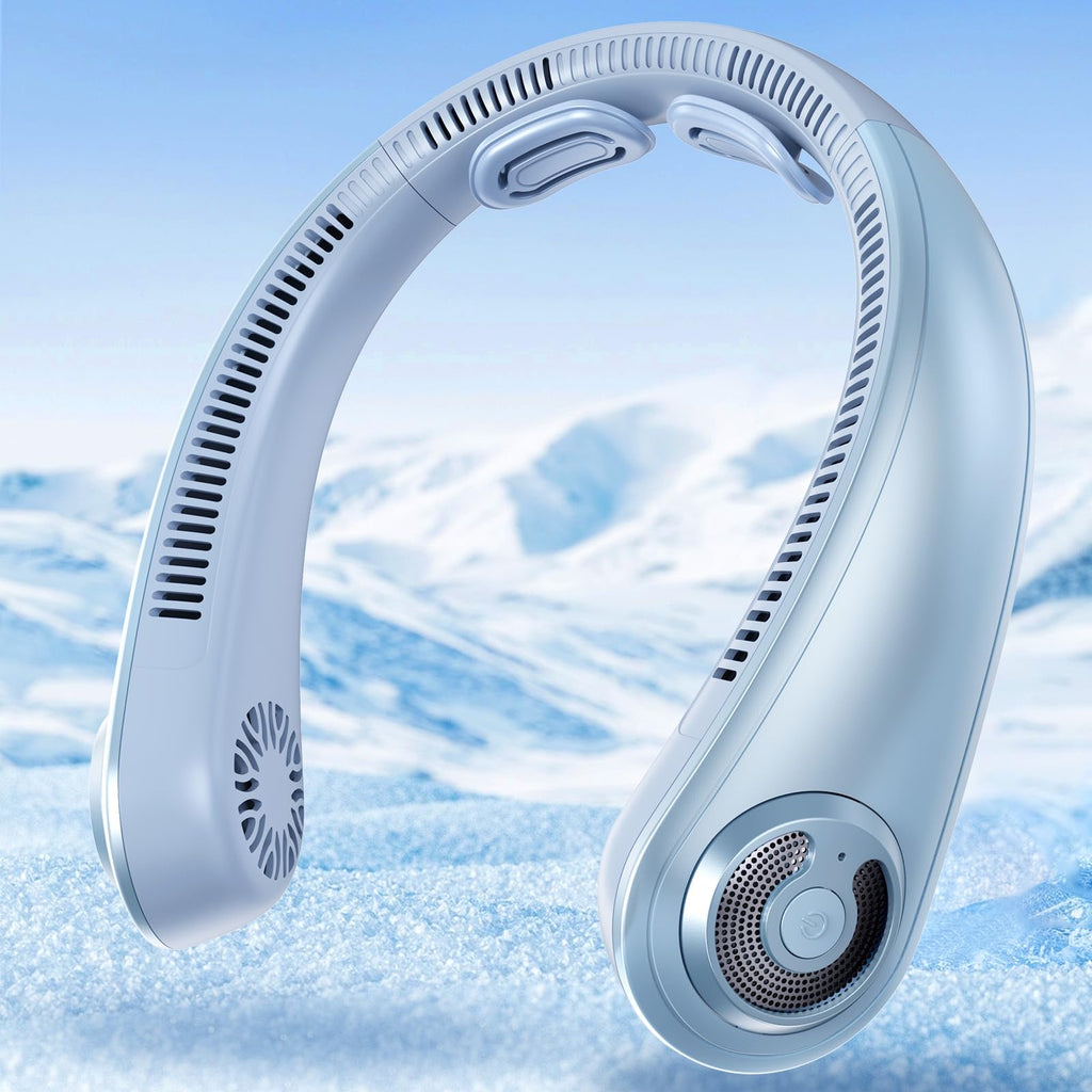 Portable Neck Fan with Neck Support, 5 Speeds, Lightweight, Rechargeable Personal Hands Free Wearable Neck Fans that Blow Cold Air for Hot Flashes, Disneyland, Travel Essentials, Gifts for Men Women