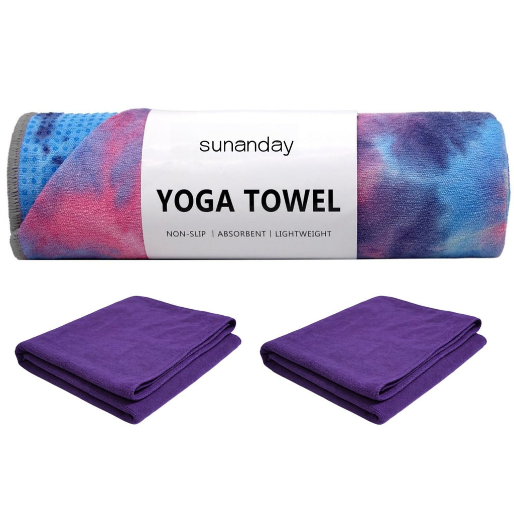 3 Pack Yoga Towel, Hot Yoga Mat Towel, Hot Yoga Towel with Grip Dots Sweat | Non-Slip Hot Yoga Towel Set, Absorbent Non-Slip, Pilates and Workout Lightweight Travel-Friendly 24" x72"
