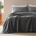 SLEEP ZONE Nanotex Süper Yumuşak Serinletici Kraliçe Boy Yatak Çarşaf Seti 4 Parça - Kolay Bakım Lastikli Çarşaf ve Yastık Kılıfı Seti - Kırışmaz, Solmaya Dayanıklı, Derin Cepli 40 cm (Gri, Kraliçe Boy)