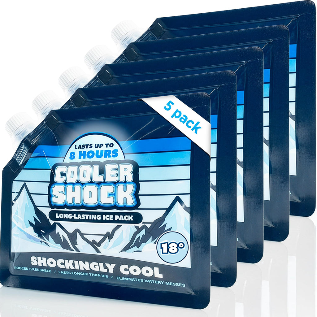 Cooler Shock Reusable Ice Packs for Cooler - Long Lasting Cold Freezer Packs for Coolers and Lunch Boxes - Cooler Ice Packs for Camping Gear, Fishing, Road Trips, Beach Must Haves
