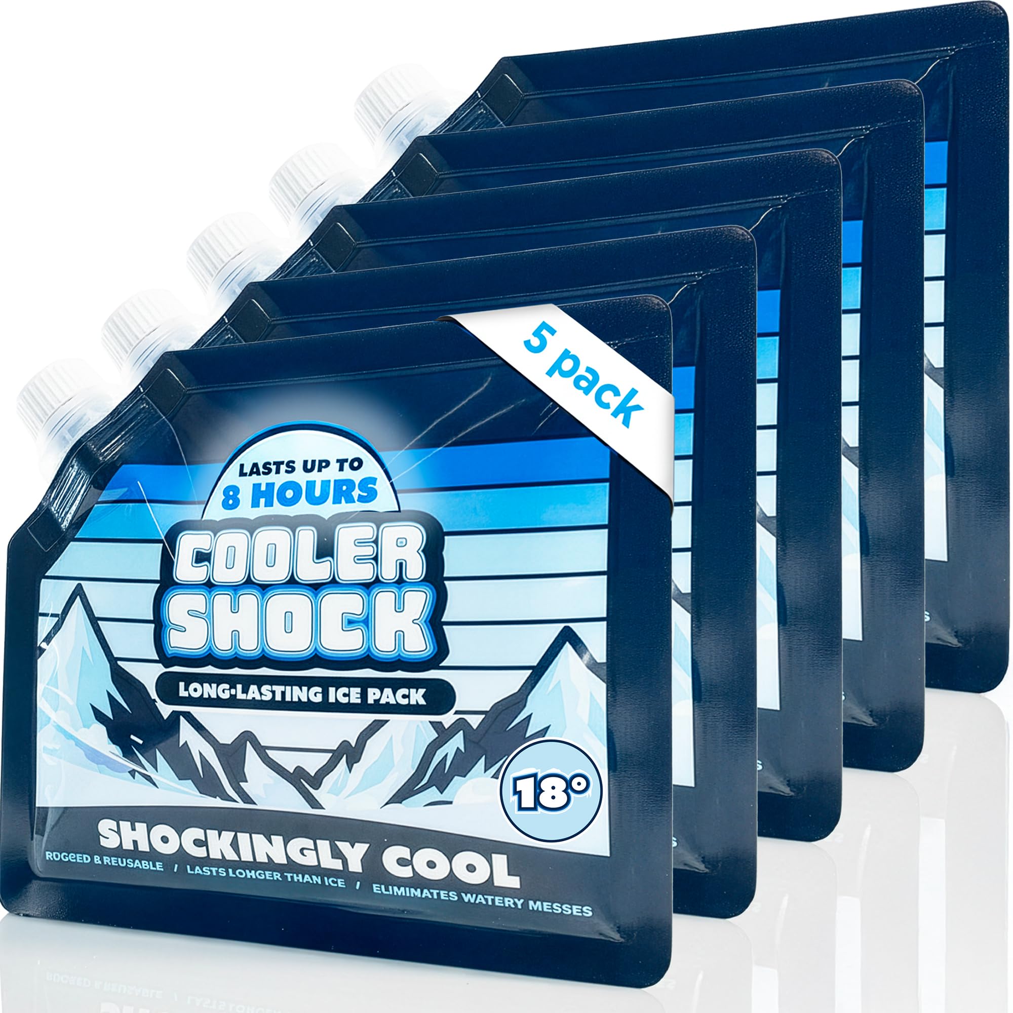 Cooler Shock Reusable Ice Packs for Cooler - Long Lasting Cold Freezer Packs for Coolers and Lunch Boxes - Cooler Ice Packs for Camping Gear, Fishing, Road Trips, Beach Must Haves