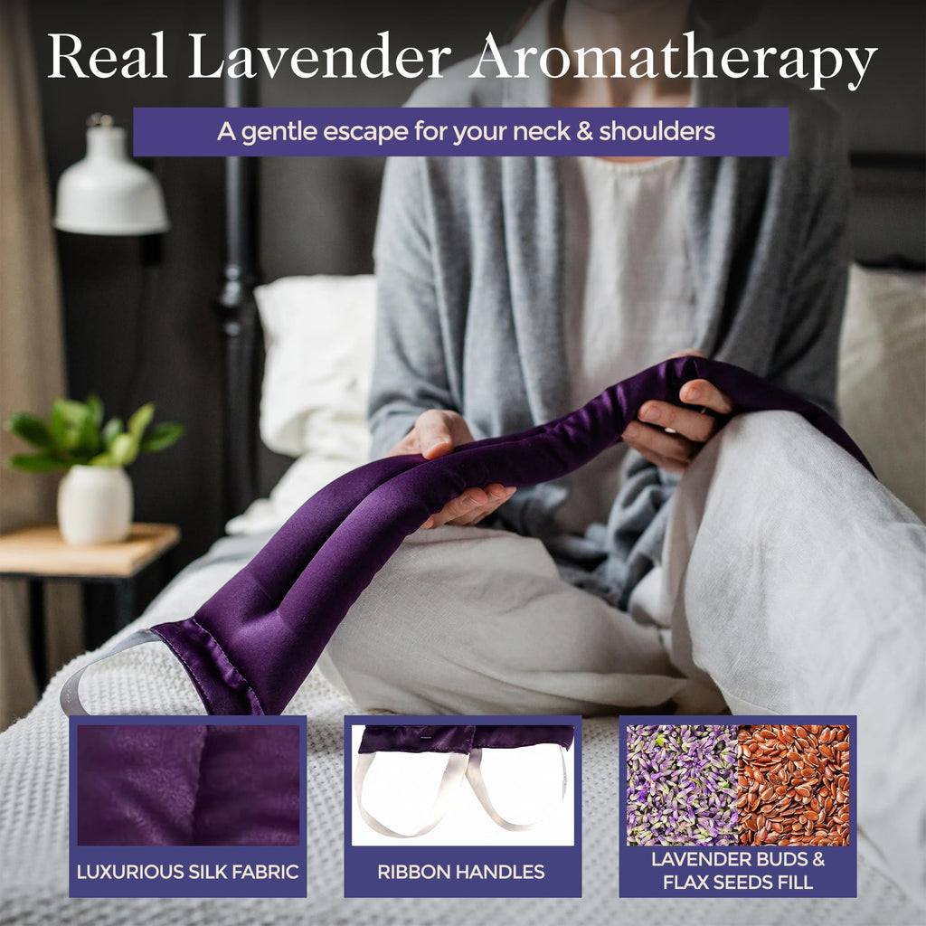 Victoria's Lavender Luxury Lavender Neck Wrap - Made in the USA | Microwavable Neck Heating Pad, Aromatherapy Wrap for Men & Women, Filled with Lavender Buds & Flax Seed, Relaxing Spa Gift