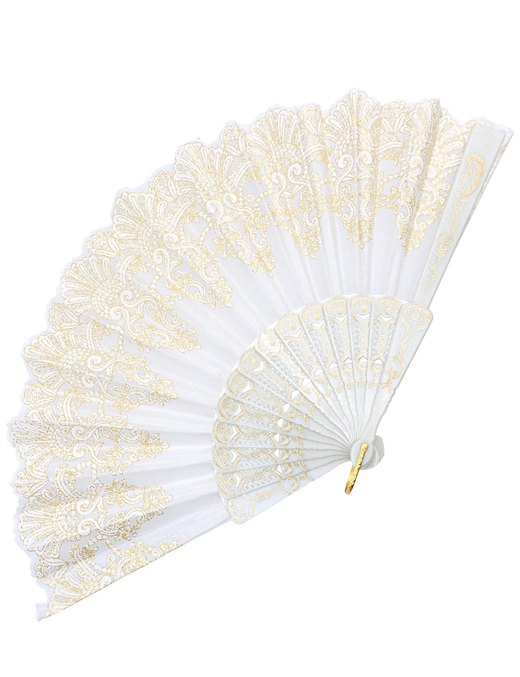 EOSAU Hand Fan Foldable, Decorative Folding Fans for Women, White | Lightweight & Portable, Handheld Chinese Fan, Cooling Tool for Hot Flash, Church, Party, Wedding, Dancing, Inoor and Outdoor