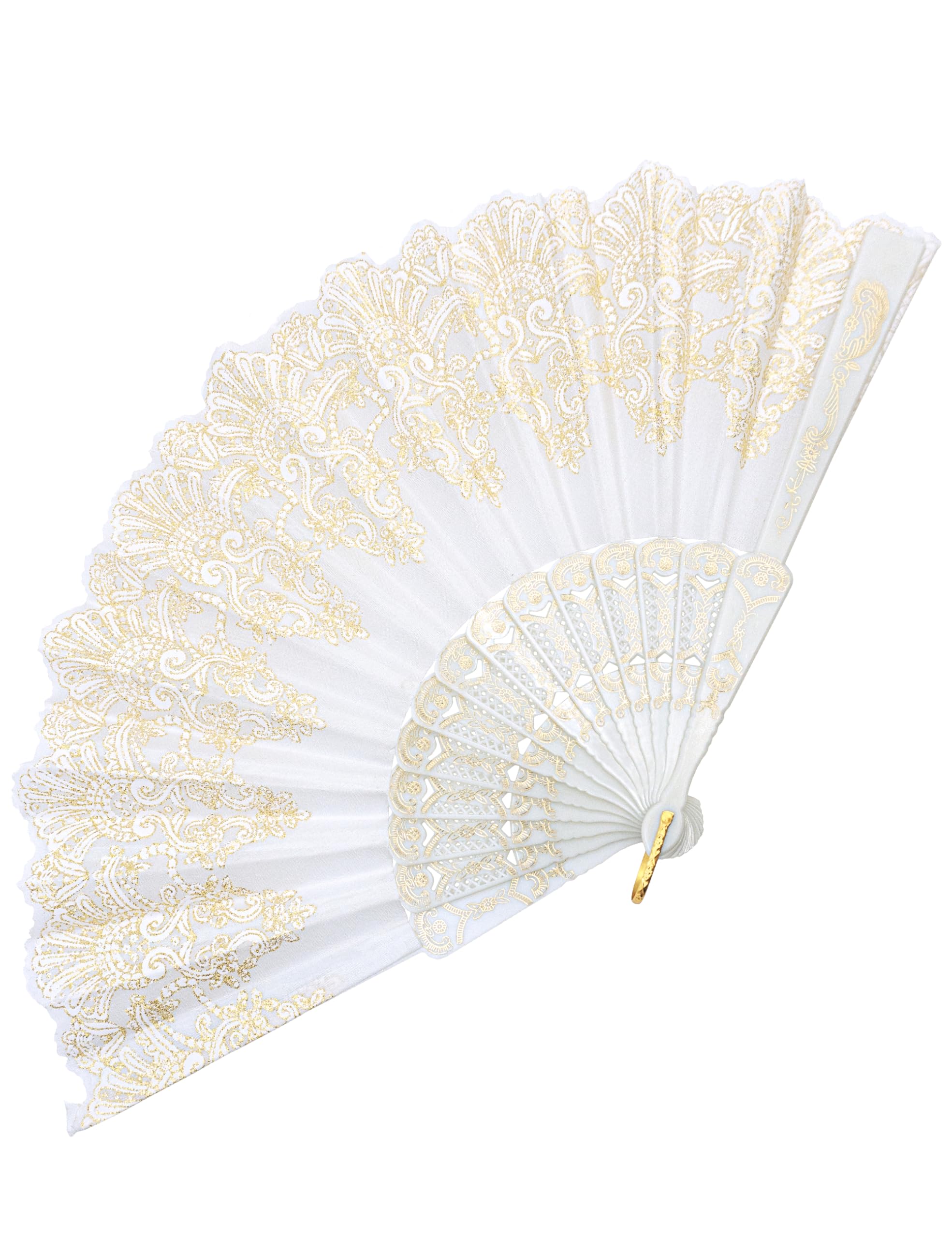 EOSAU Hand Fan Foldable, Decorative Folding Fans for Women, White | Lightweight & Portable, Handheld Chinese Fan, Cooling Tool for Hot Flash, Church, Party, Wedding, Dancing, Inoor and Outdoor