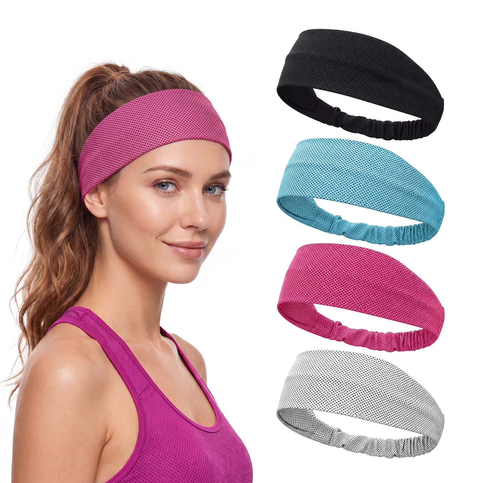 Cooling Headbands for Women, Instant Cooling Dual-Layer Non-Slip Sweatbands, Moisture Wicking for Women Running Fitness Yoga