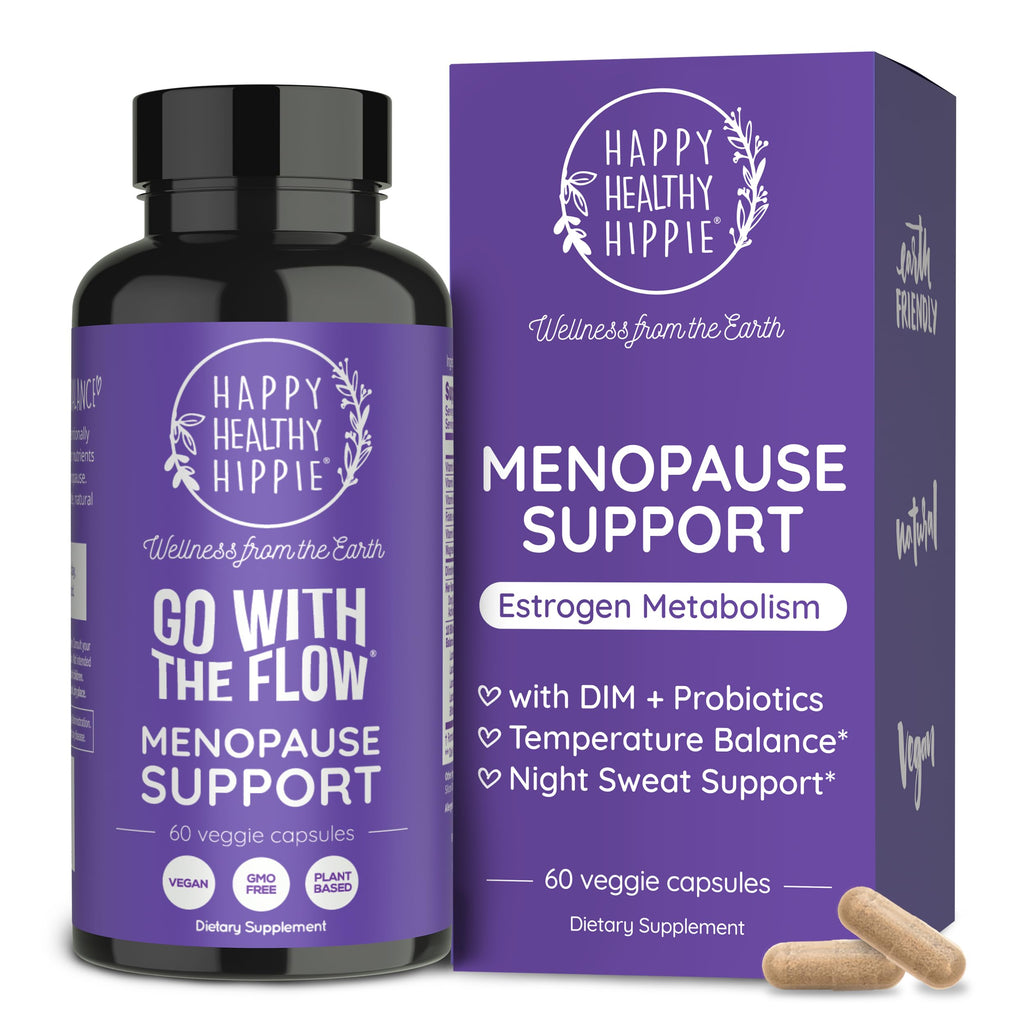 Happy Healthy Hippie Menopause Support for Women, DIM & Probiotics, 60 Ct | Estrogen Supplement for Women - Hot Flashes & Night Sweats - 10 Billion CFU Probiotic with Dong Quai, 30 Servings