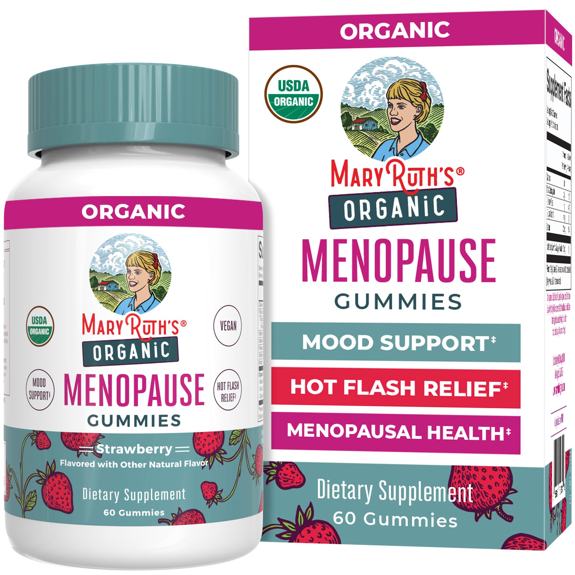 MaryRuth's Organic Menopause Support Gummies, Black Cohosh, 30 Servings | Mood Support, Hot Flash Relief, Maca Root, Black Cohosh, USDA Organic