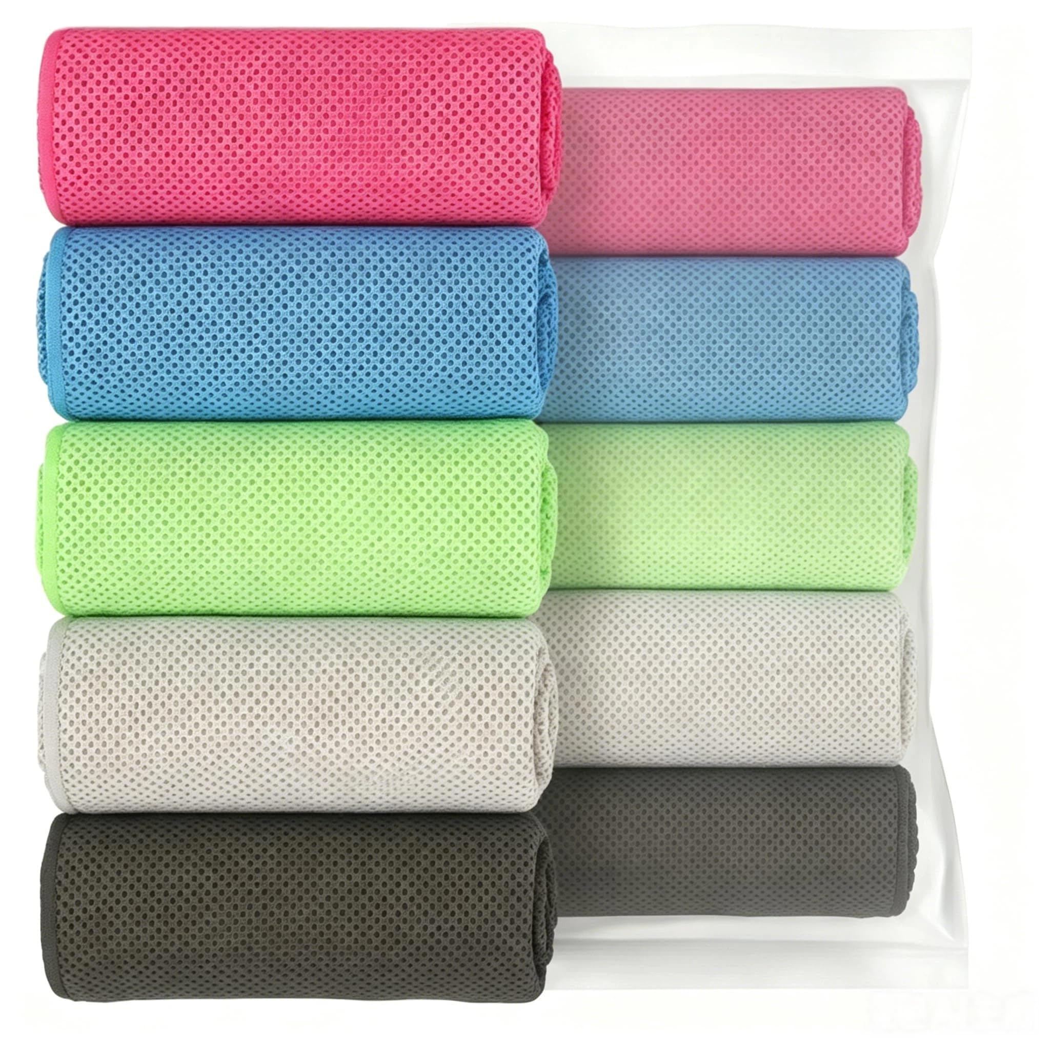 Puomue 5'li Soğutucu Havlu Seti, 40 İnç x 12 İnç, Yoga, Spor, Koşu, Egzersiz, Spor Salonu, Kamp ve Fitness için Nefes Alabilen Yumuşak Serinletici Mikrofiber Havlu, Çok Renkli