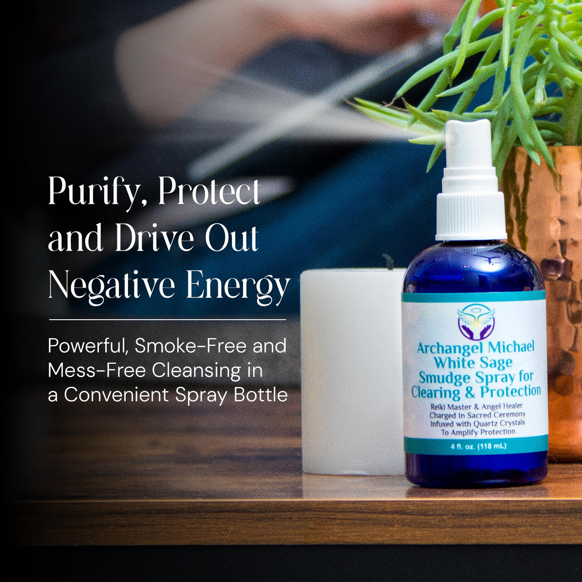 White Sage Spray: White Sage Smudge Spray for Clearing and Protection - Smokeless Liquid Smudging Spray Infused with Quartz Crystals - Negative Energy Cleansing Mist - 4 Fluid Ounces