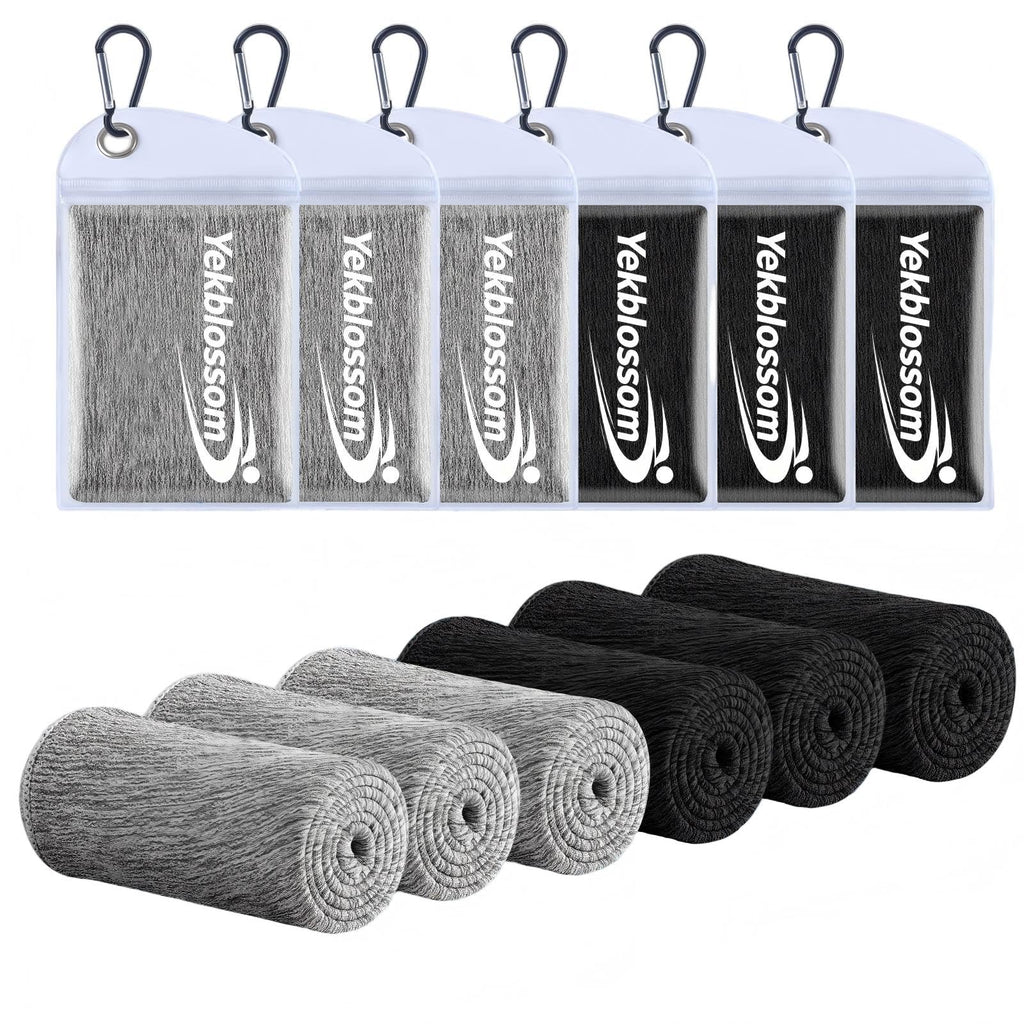 6 Pack Cooling Towel, Ice Towel for Neck, Soft Breathable Microfiber Towel, Hyper-Evaporative Cooling Towels for Yoga Sports Gym Running Workout Camping Outdoor Activities (3black+3grey)