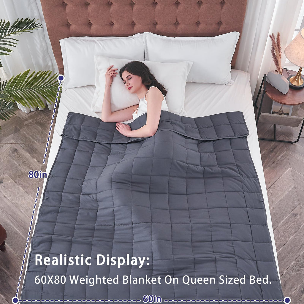 yescool Yetişkinler için Ağırlıklı Battaniye 20 lbs (9 kg), Kraliçe Boyutu, 60" x 80" (152 x 202 cm), Gri